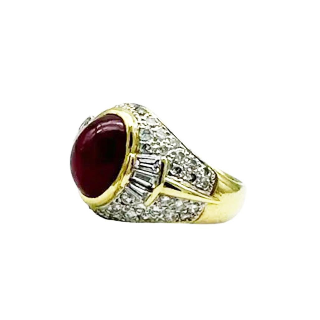 Contemporary 18K 4.50 Ct Blood Red Ruby & 1.60 Ct Diamond Solitaire Ring For Sale