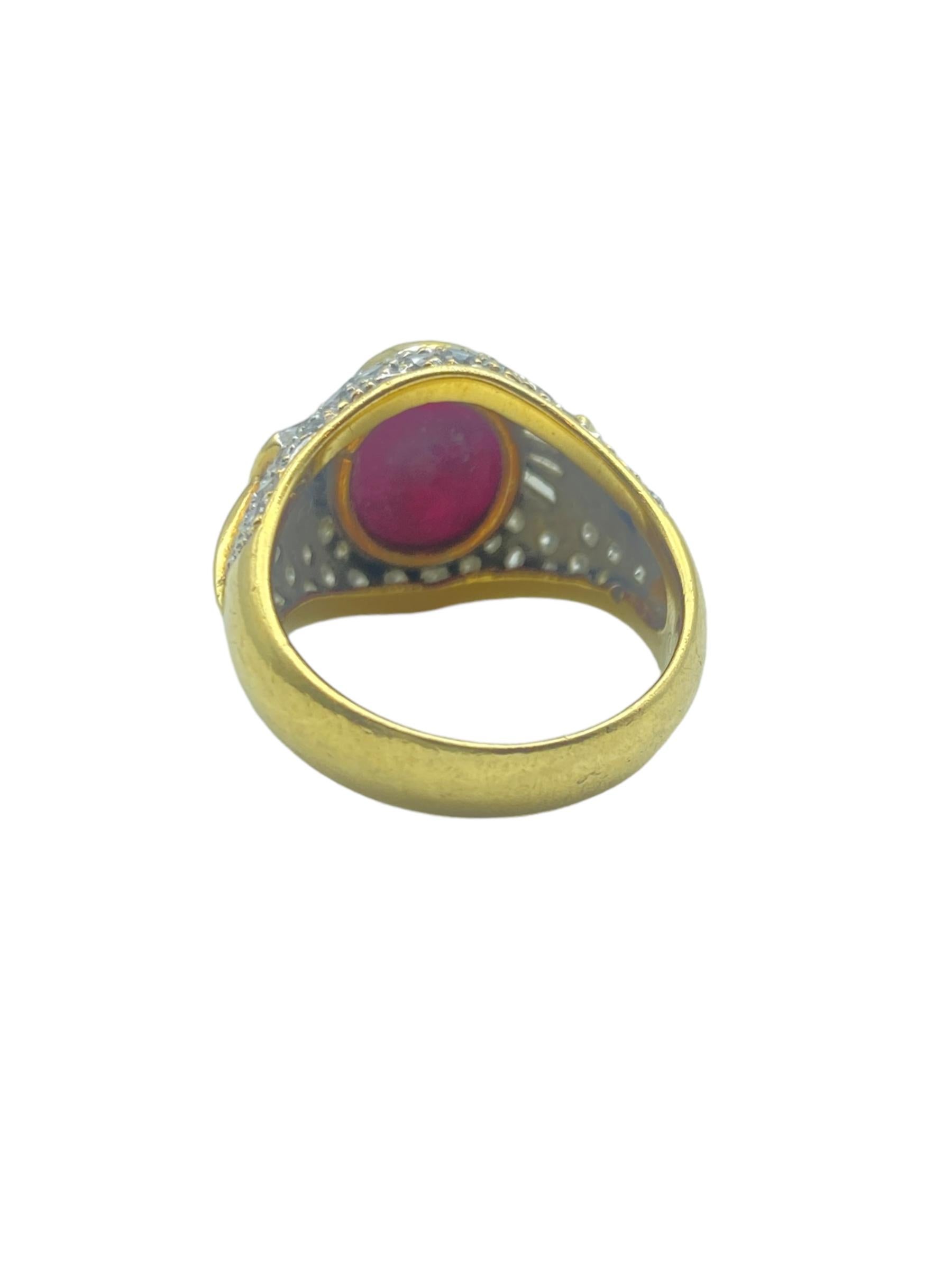 18K 4.50 Ct Blood Red Ruby & 1.60 Ct Diamond Solitaire Ring In Excellent Condition For Sale In Laguna Hills, CA