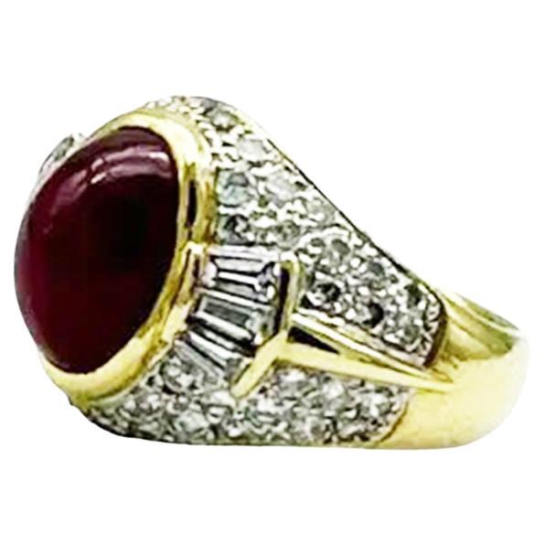 18K 4.50 Ct Blood Red Ruby & 1.60 Ct Diamond Solitaire Ring