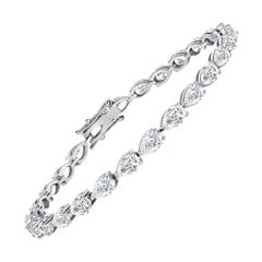 Pulsera de Tenis de Diamantes en Forma de Pera de Oro Blanco de 18k 4,53 ctw (F-G, Vs)