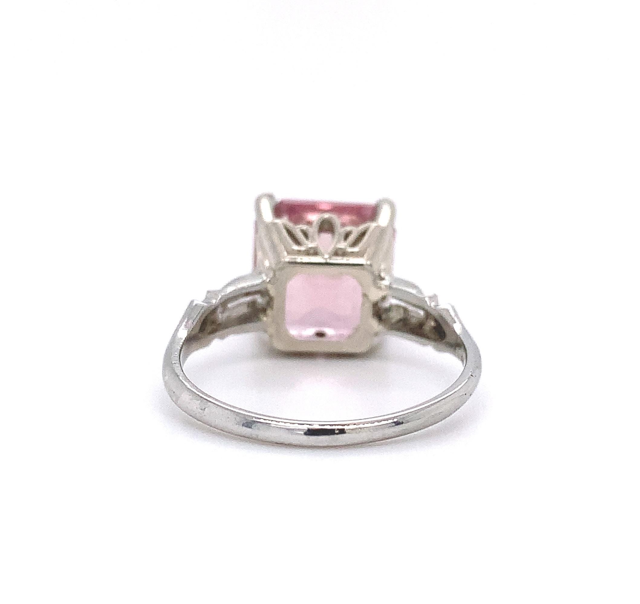Modern 18K 5 Carat Asscher Cut Pink Tourmaline Ring