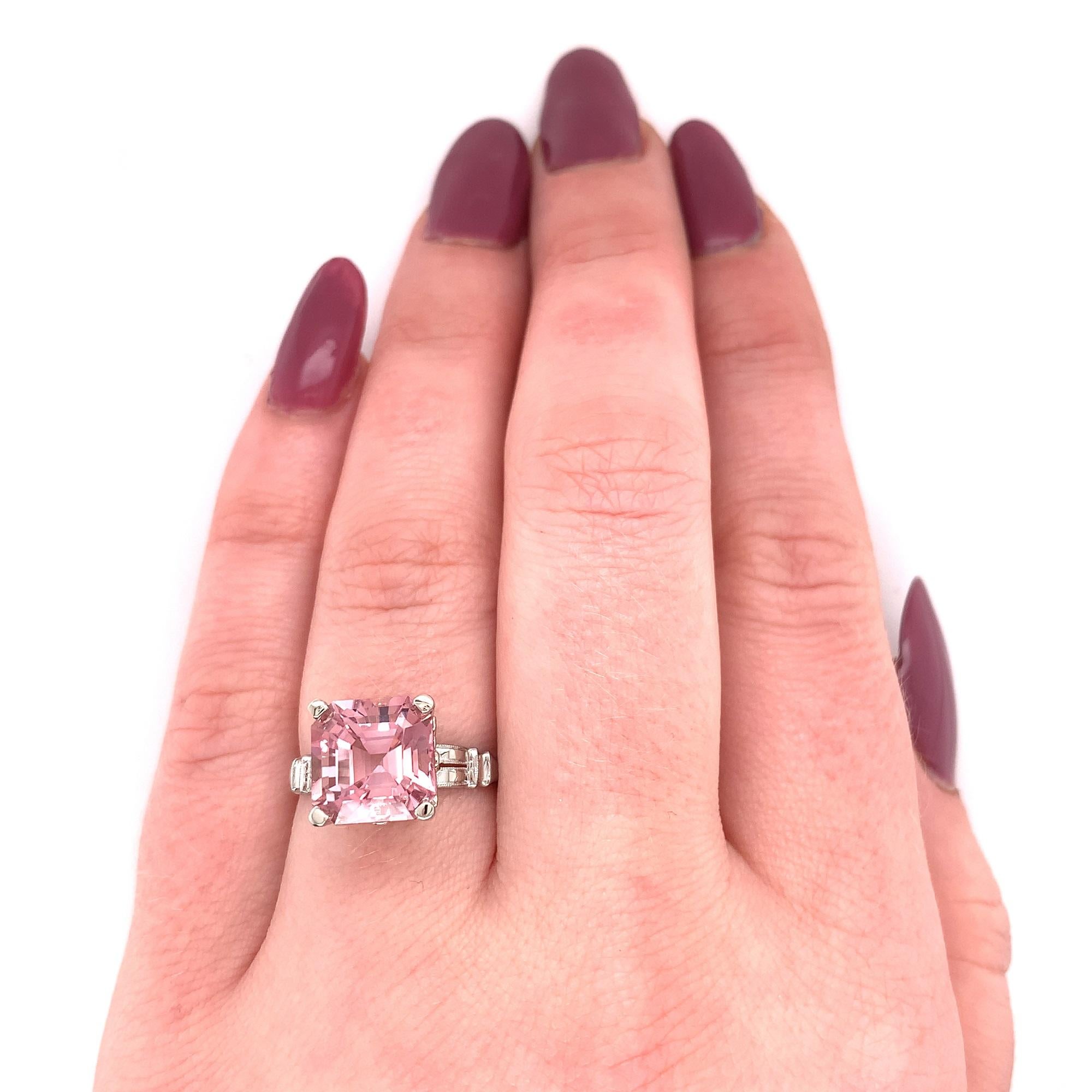 Women's 18K 5 Carat Asscher Cut Pink Tourmaline Ring
