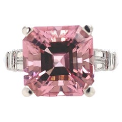 18K 5 Carat Asscher Cut Pink Tourmaline Ring