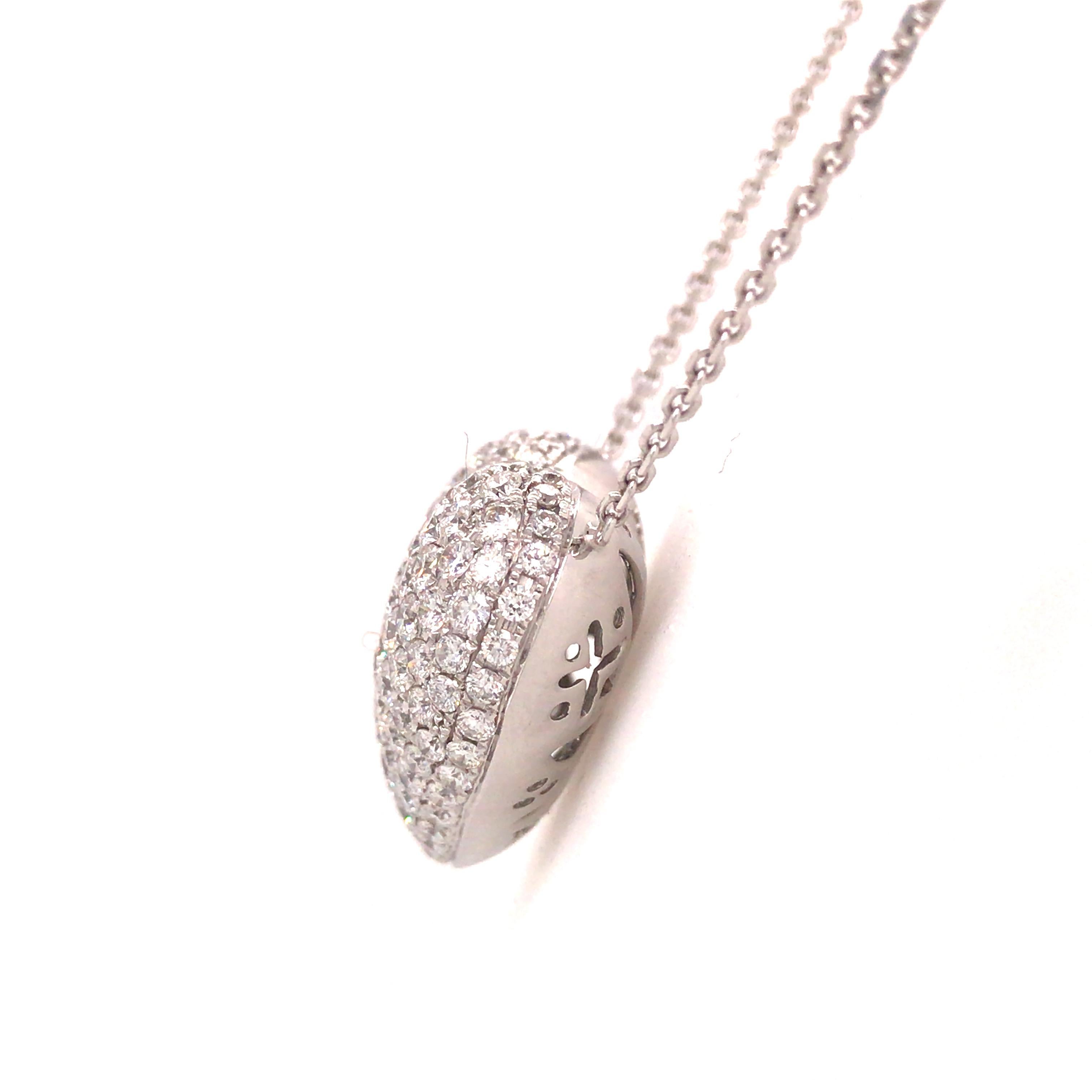 18 Karat 5 Karat Diamant Puff Herz Anhänger Halskette Weißgold Damen