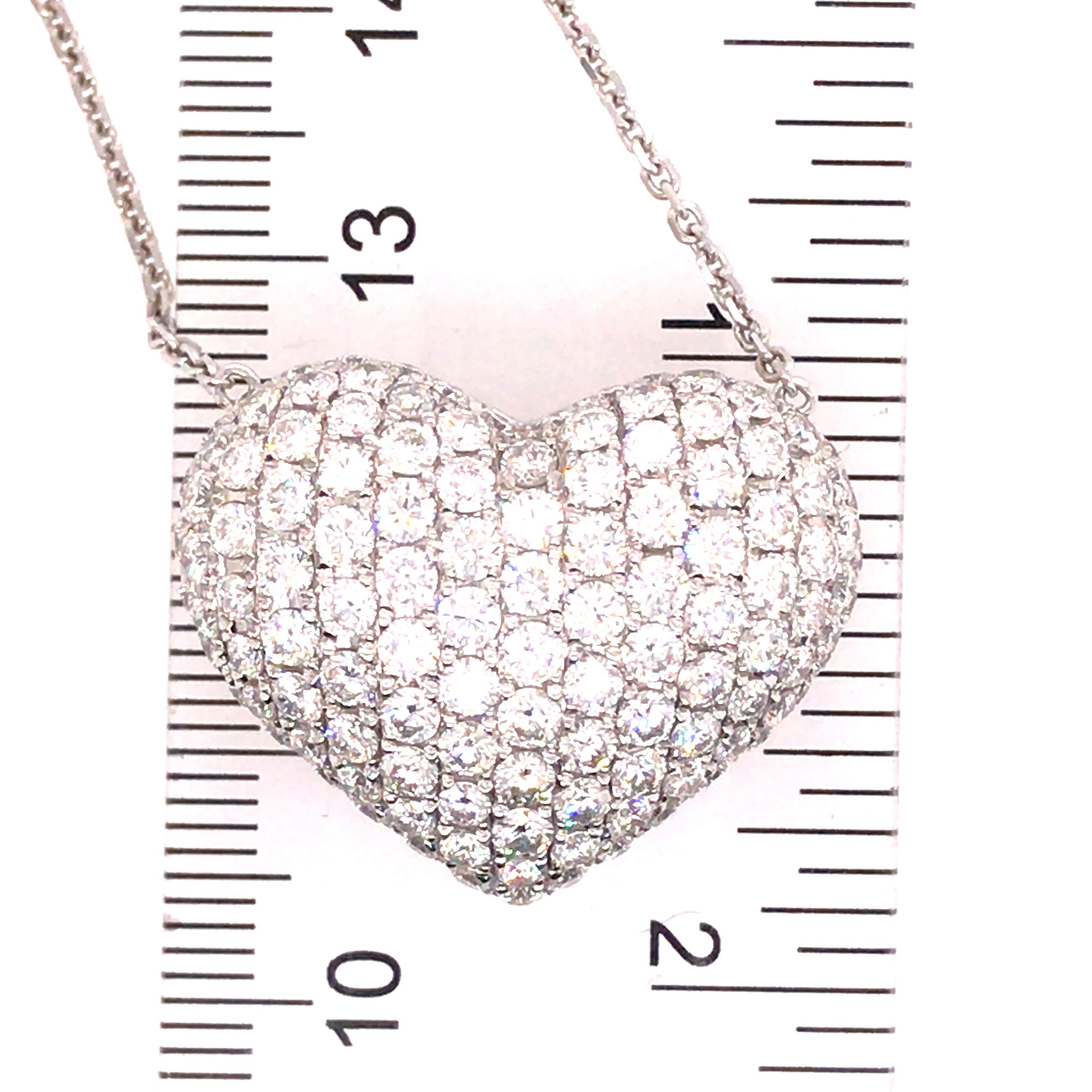 18 Karat 5 Karat Diamant Puff Herz Anhänger Halskette Weißgold 3
