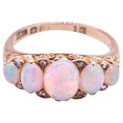 Antique 18 Karat 5-Stone Australian Opal Ring HM Sheffield, 1870