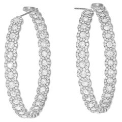 18k 5.20cts Rose Cut Diamond Hoop Earrings