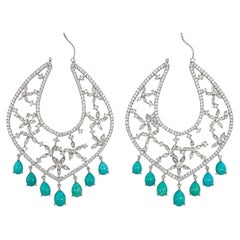 18-Karat-Ohrringe im Kronleuchter-Stil mit persischem Türkis (7,23 Karat) und Diamanten