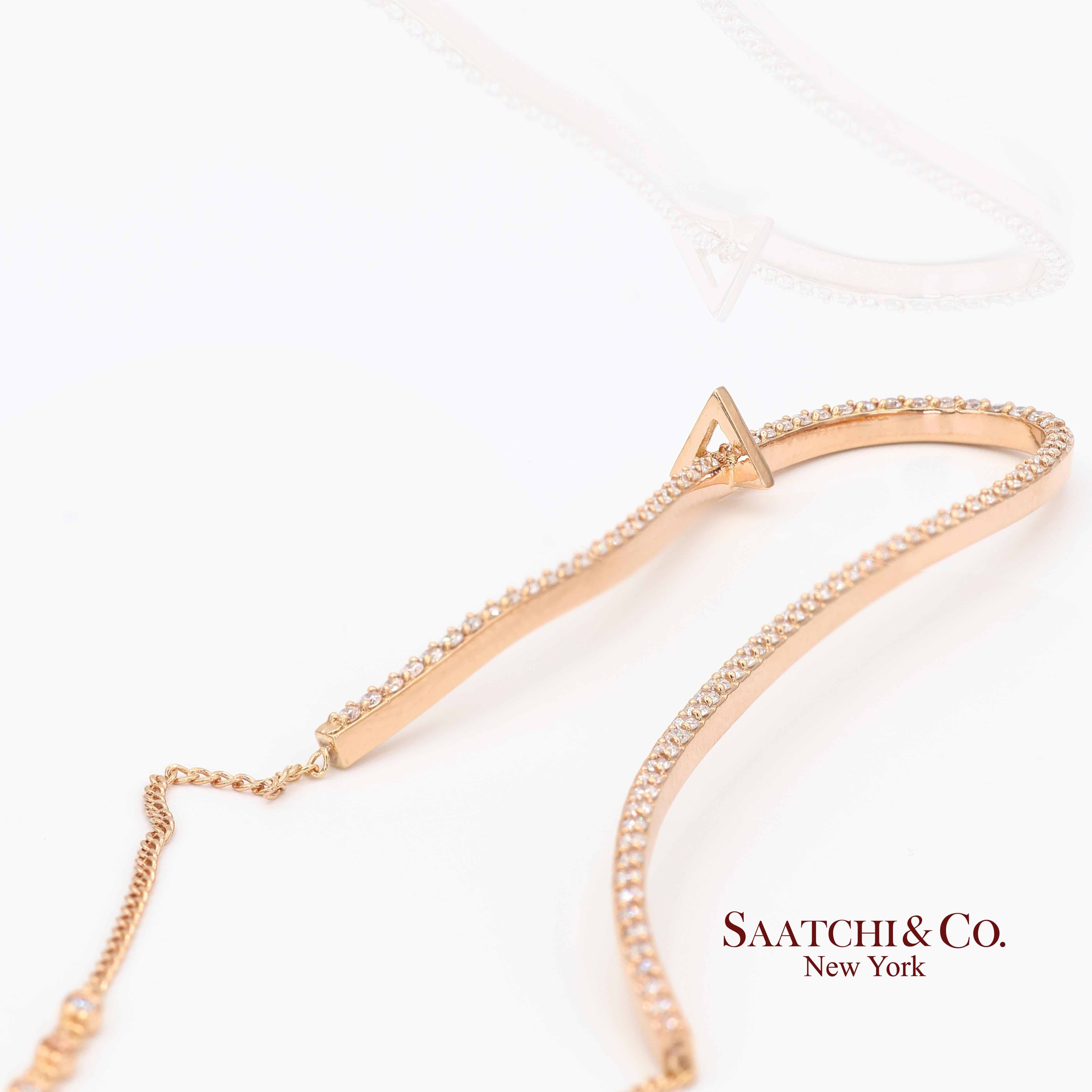 Collar de Fantasía de Diamantes Naturales de Oro Rosa 750 de 18k Corte redondo en venta