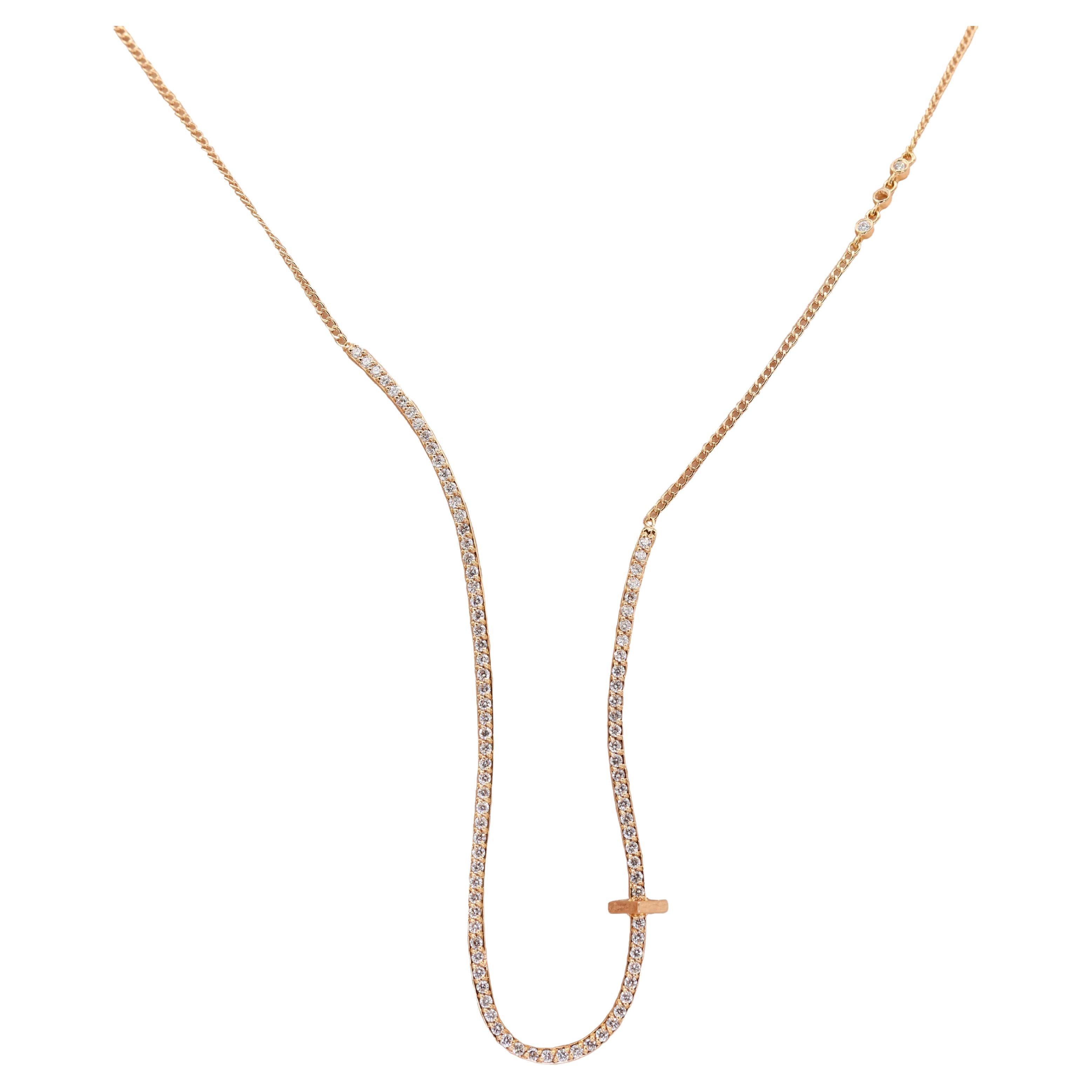 Collar de Fantasía de Diamantes Naturales de Oro Rosa 750 de 18k en venta
