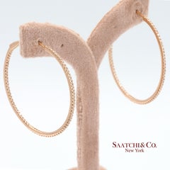 18k 750 Rose Gold Natural Diamond Hoop Earrings