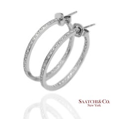 Boucles d'oreilles en or blanc massif 18K 750 diamants naturels In and Out