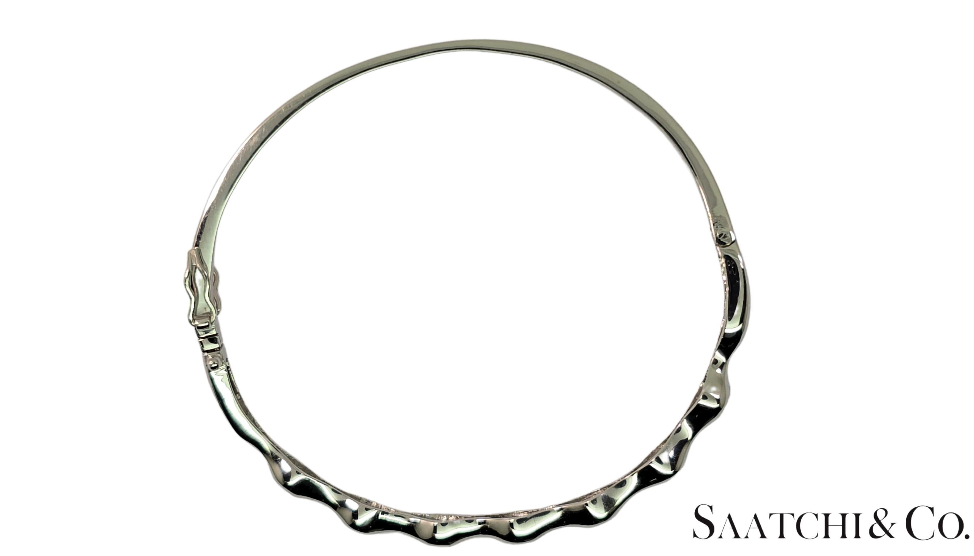 Femenino o masculino Pulsera brazalete de oro blanco macizo 18k 750 con diamantes naturales cierre a presión 0,5 ct en venta