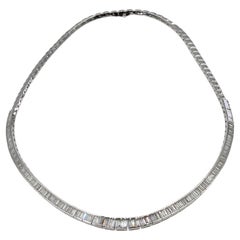 18K 750 Massiv Weißgold Natürlicher Diamant Buguatte Tennis Halskette