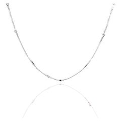 18K 750 Massiv Weißgold Natürliche Diamantkette Halskette