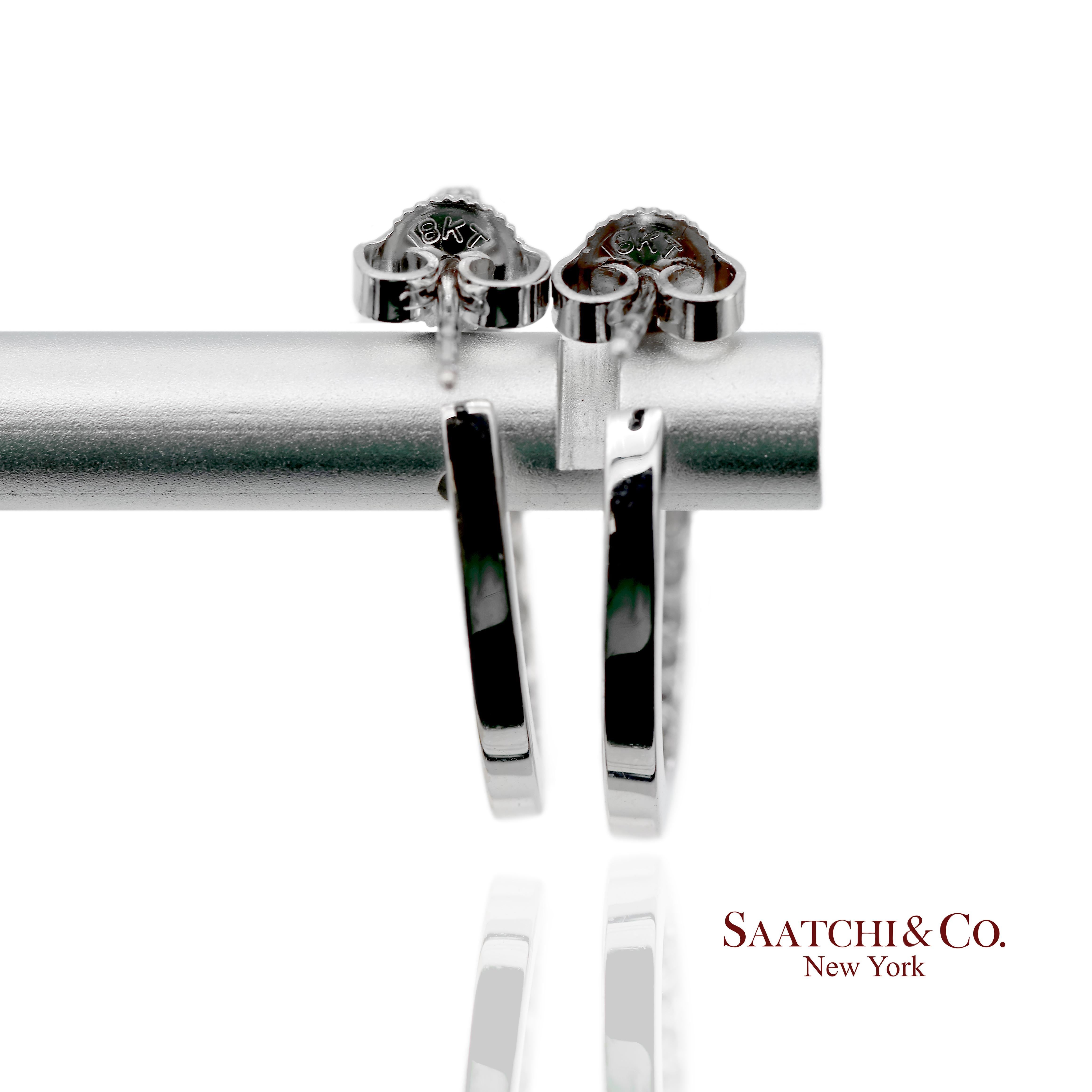 18K 750 Massiv Weißgold Natürliche Diamant-Ohrringe im Angebot 5