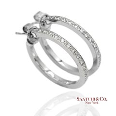 Boucles d'oreilles en or blanc massif 18K 750 diamants naturels