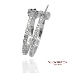 Boucles d'oreilles en or blanc massif 18K 750 diamants naturels