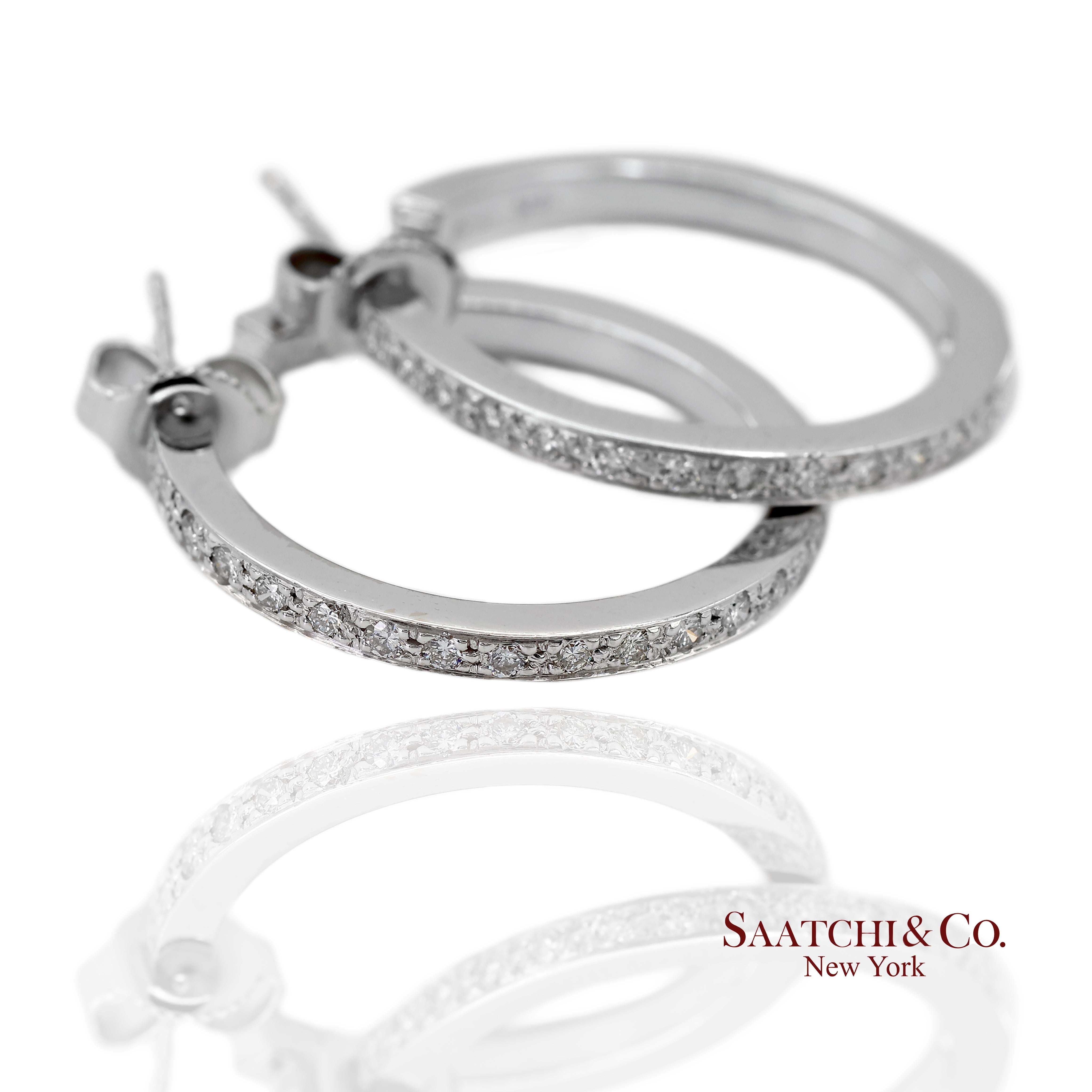 18K 750 Massiv Weißgold Natürliche Diamant-Ohrringe (Zeitgenössisch) im Angebot