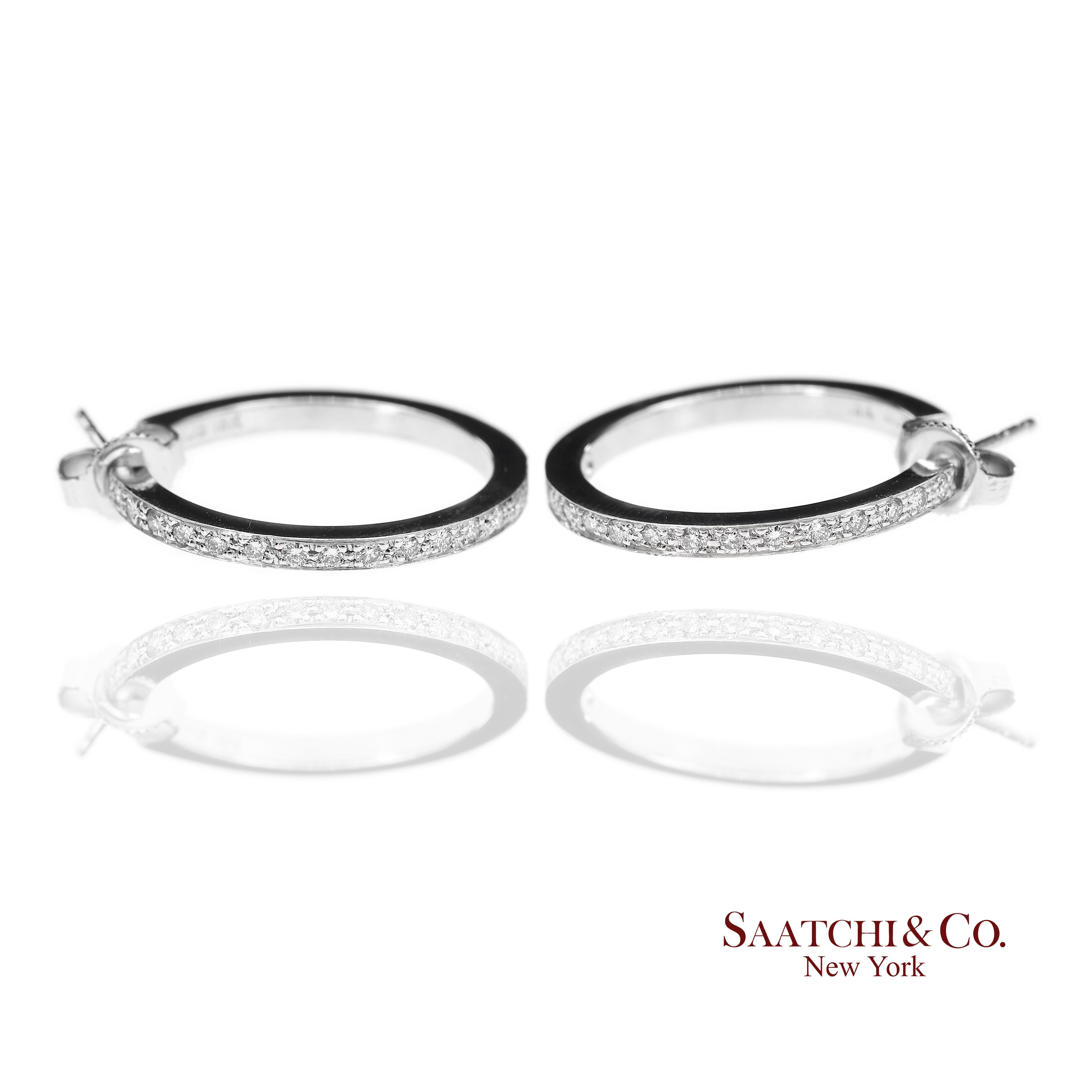 18K 750 Massiv Weißgold Natürliche Diamant-Ohrringe (Brillantschliff) im Angebot