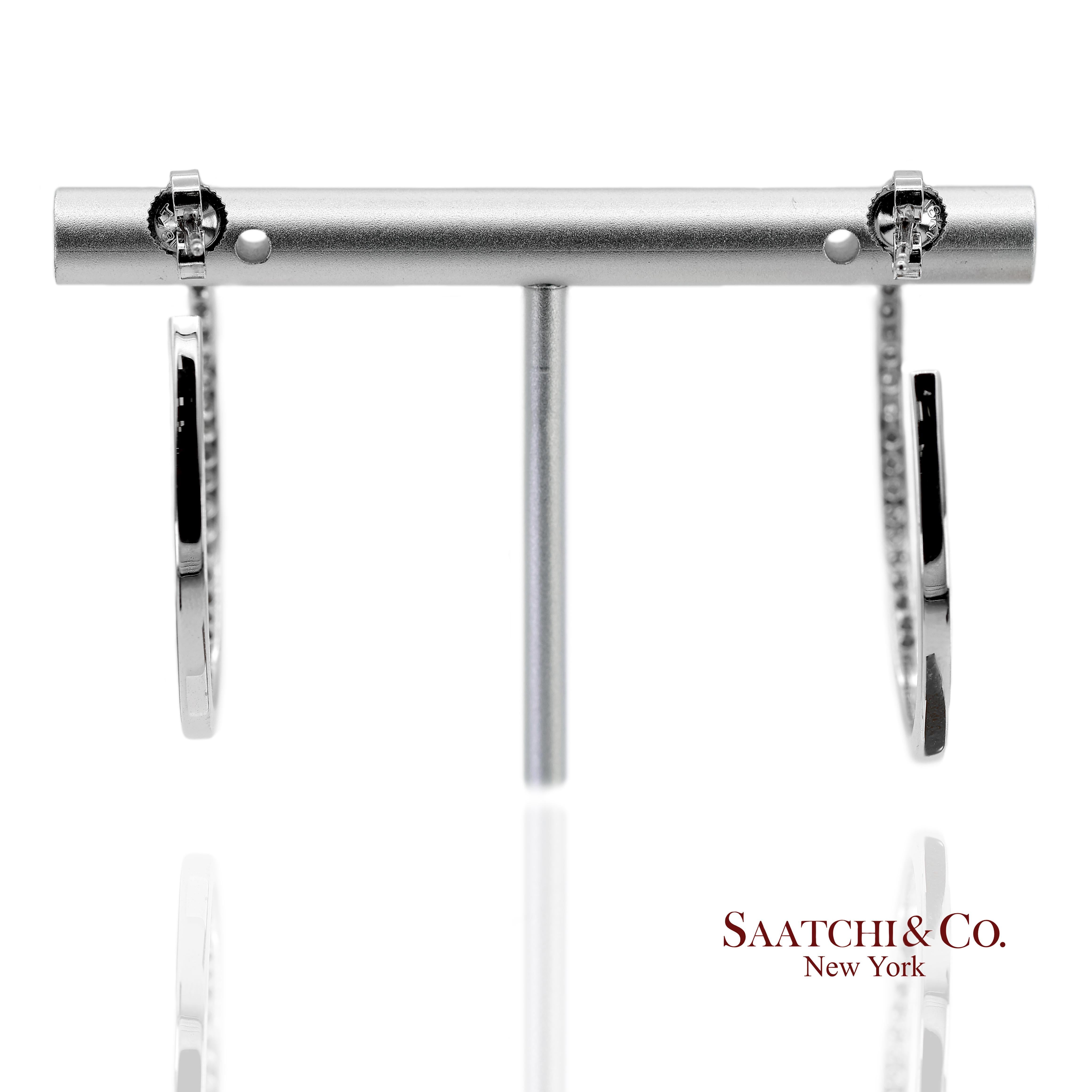 Taille brillant Boucles d'oreilles en or blanc massif 18K 750 diamants naturels en vente