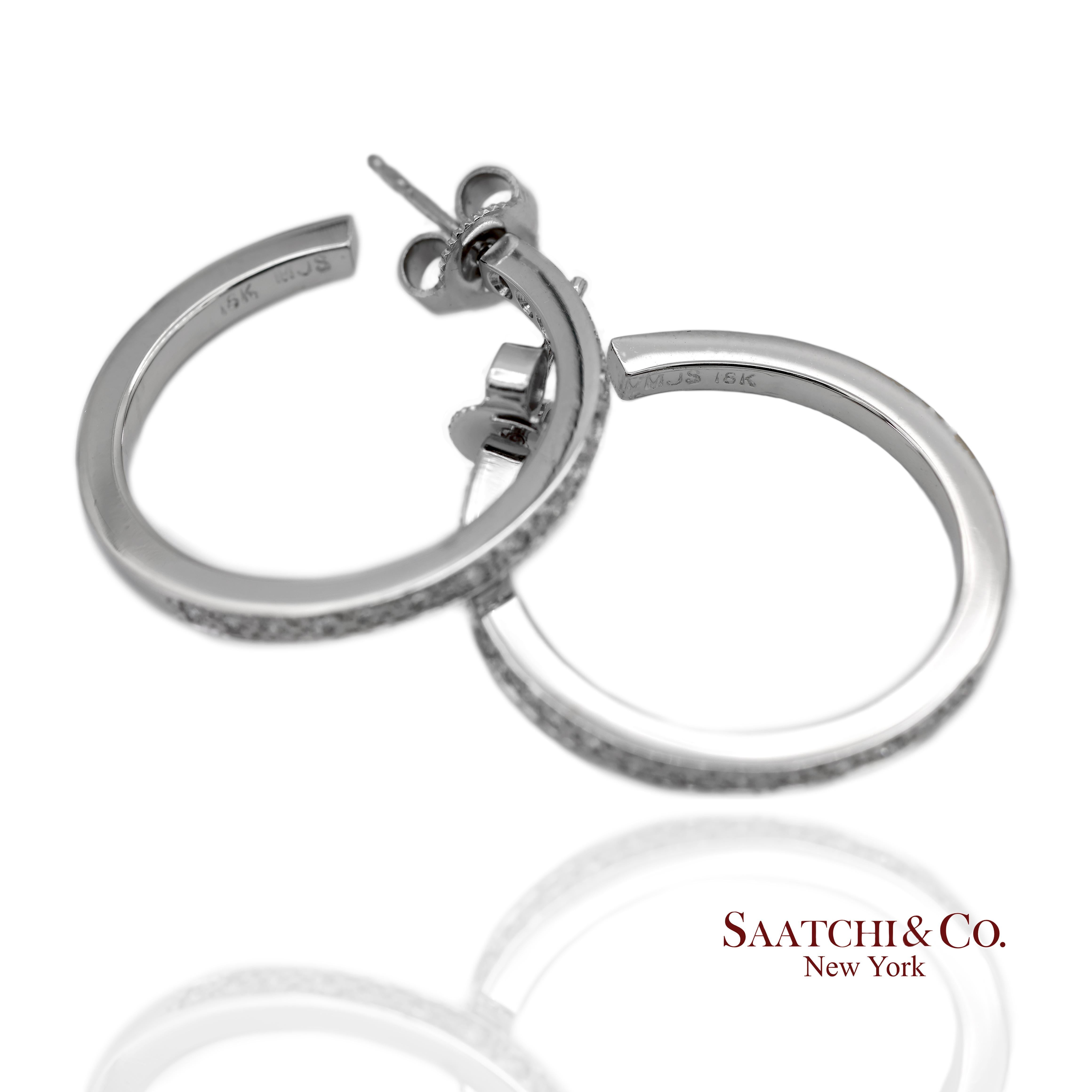 18K 750 Massiv Weißgold Natürliche Diamant-Ohrringe im Zustand „Neu“ im Angebot in New York, NY