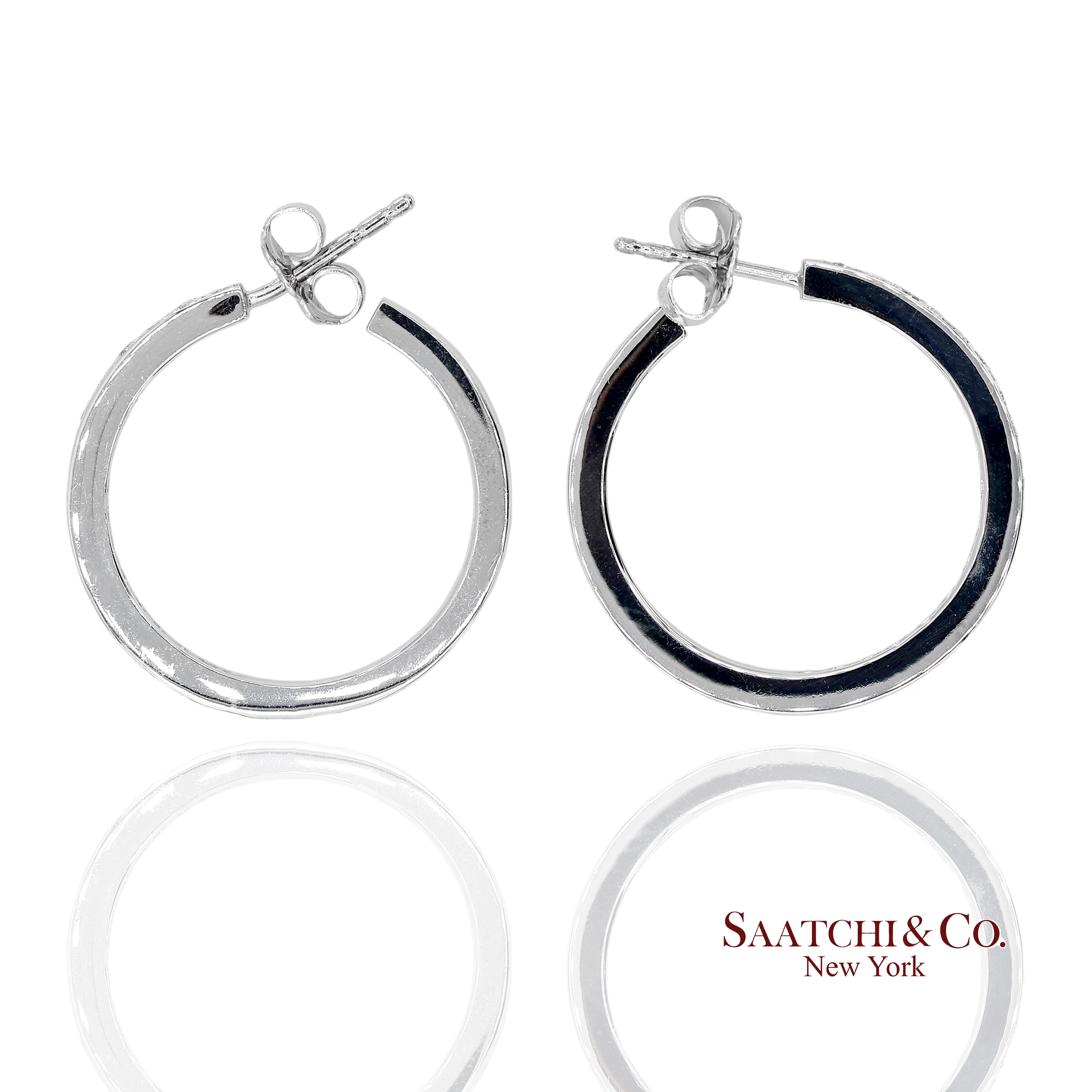 18K 750 Massiv Weißgold Natürliche Diamant-Ohrringe Damen im Angebot