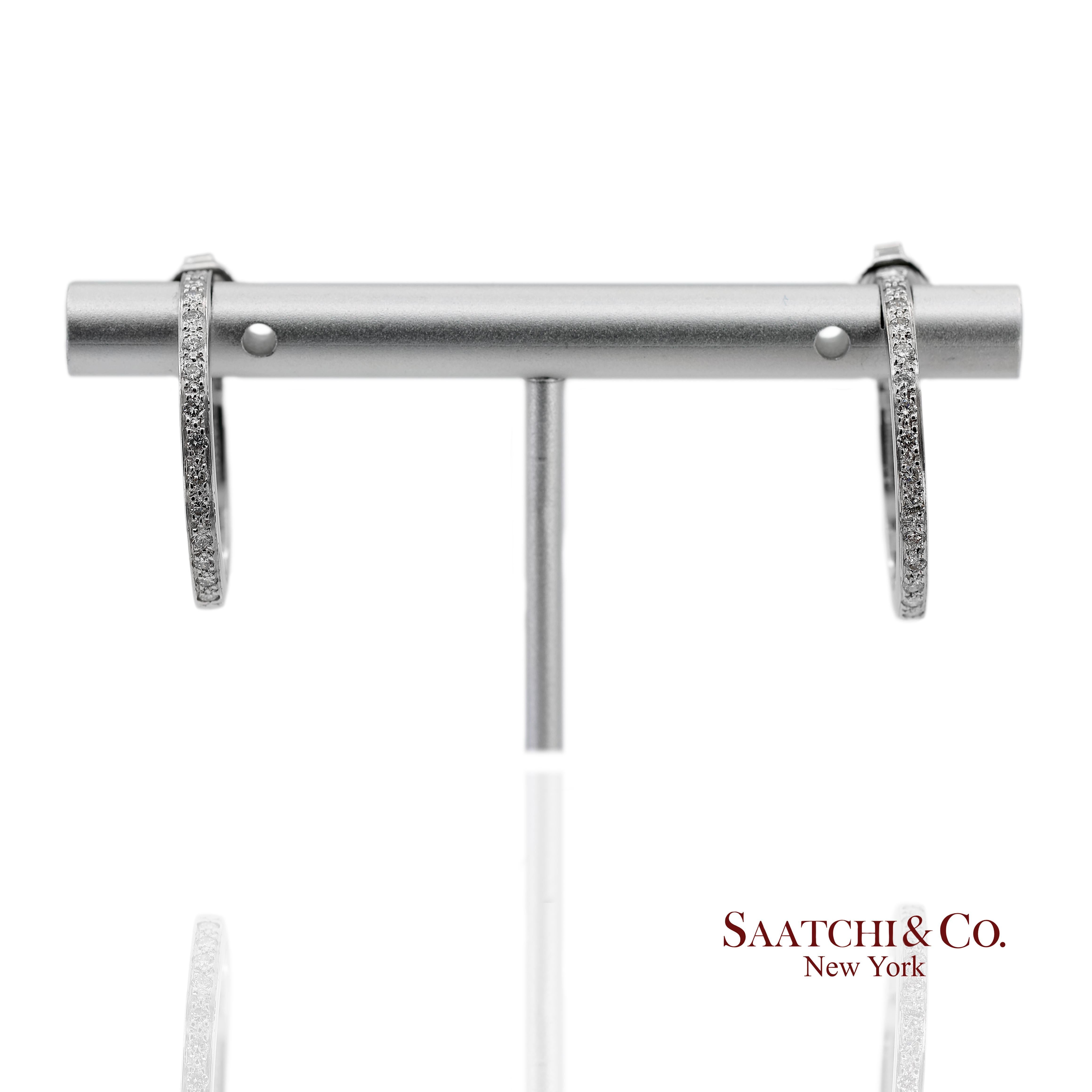 18K 750 Massiv Weißgold Natürliche Diamant-Ohrringe im Angebot 1