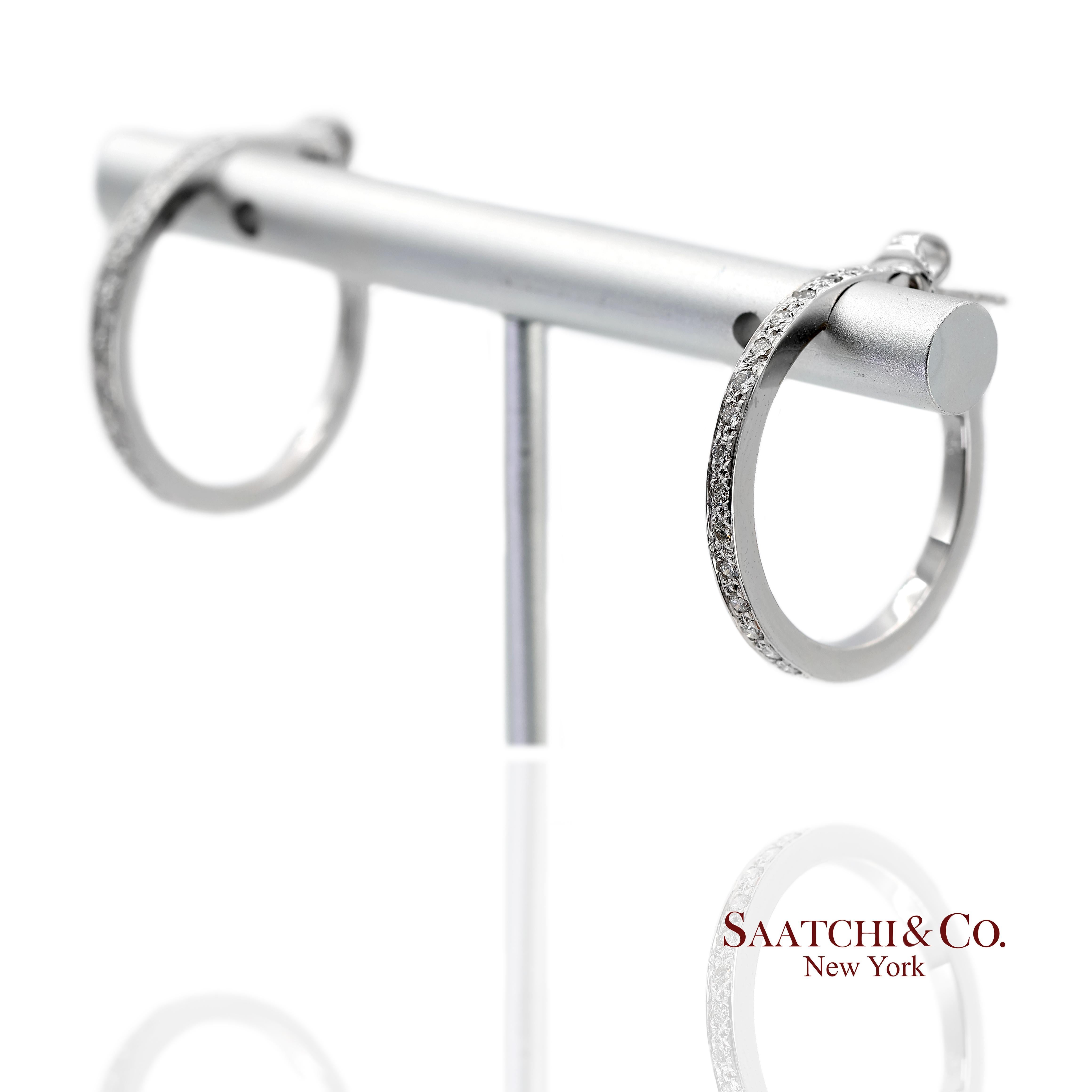 18K 750 Massiv Weißgold Natürliche Diamant-Ohrringe im Angebot 2