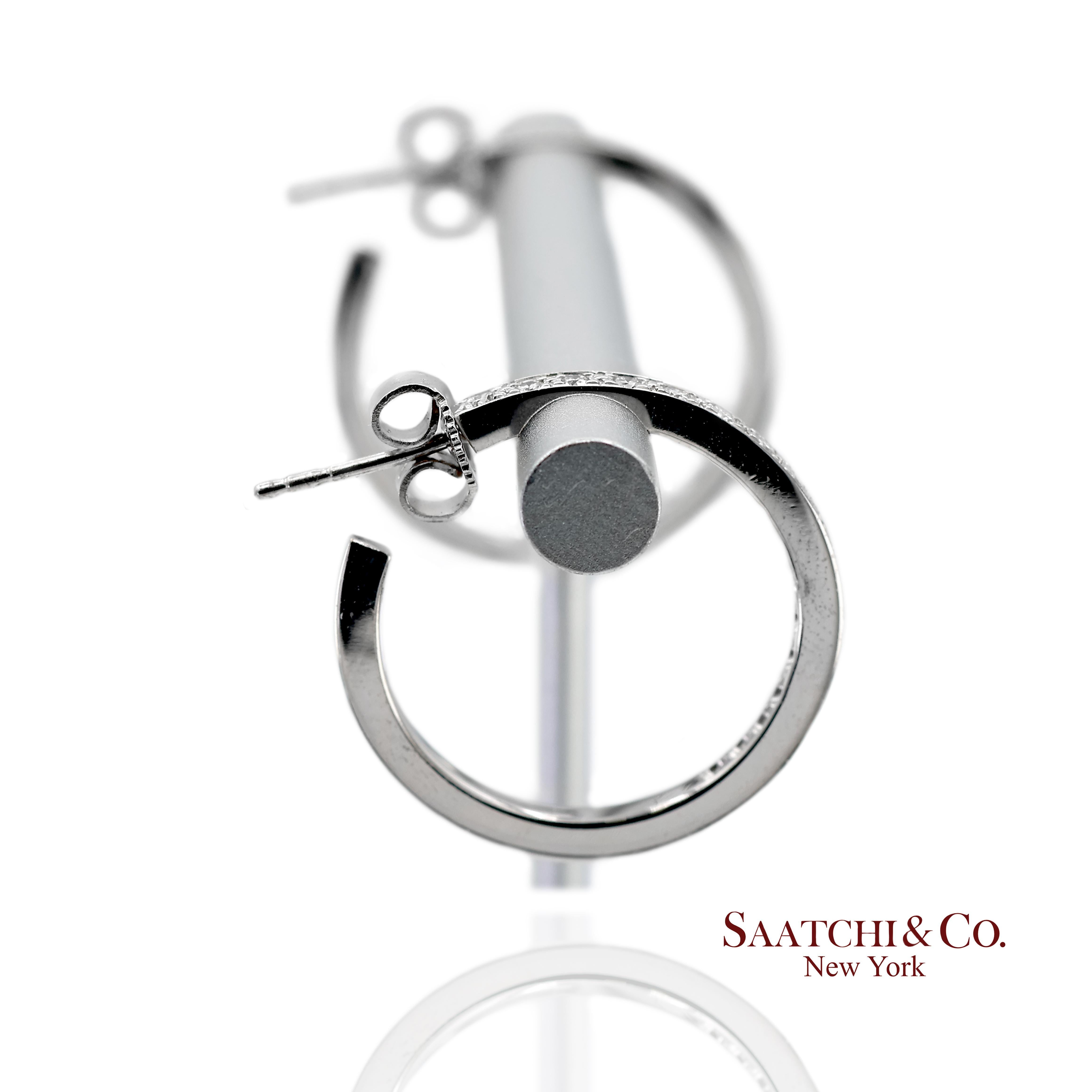 18K 750 Massiv Weißgold Natürliche Diamant-Ohrringe im Angebot 3