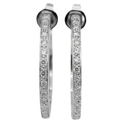 18K 750 Solid White Gold Natural Diamond Hoop Earrings