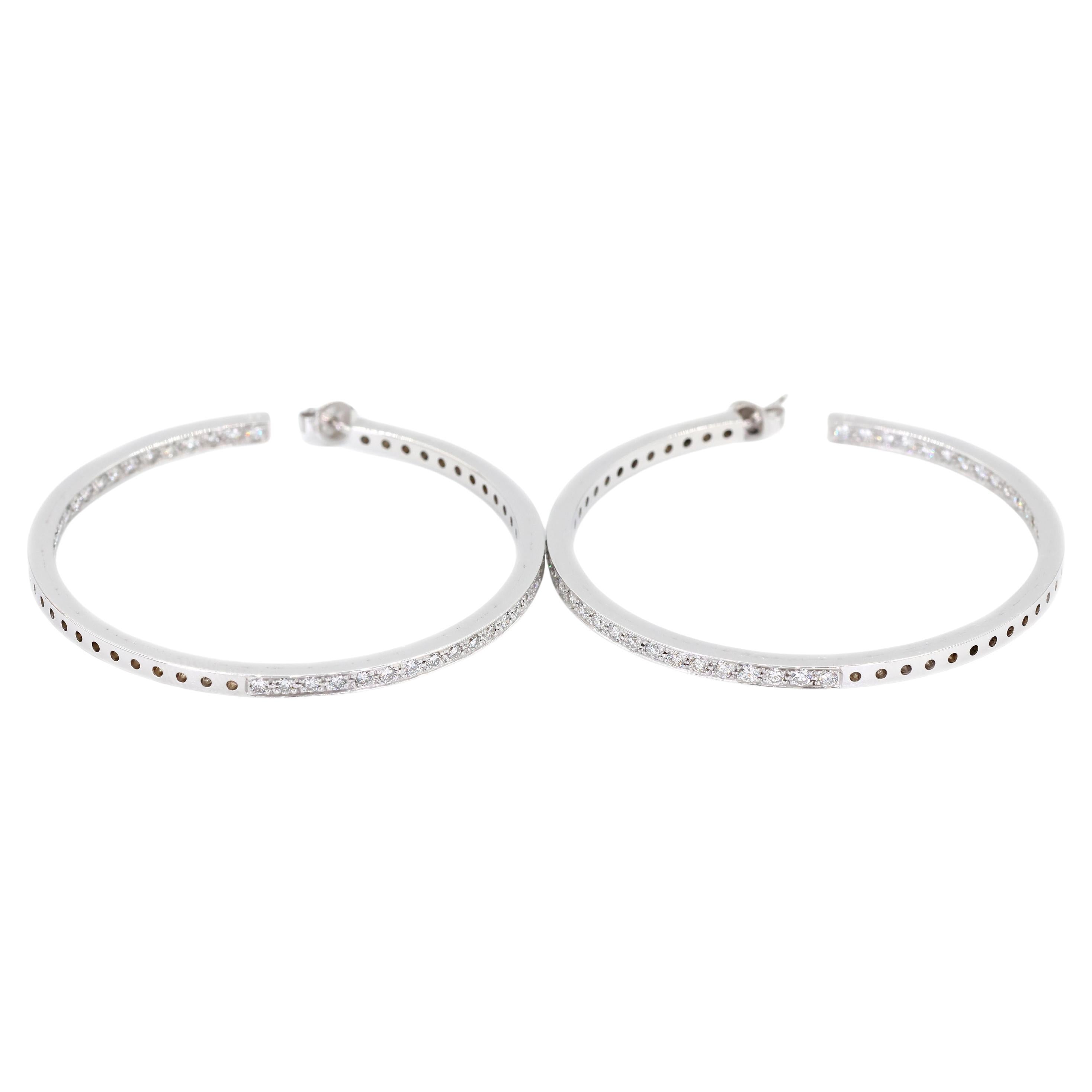 Orecchini a cerchio con diamanti naturali in oro massiccio 18K 750 Whiting