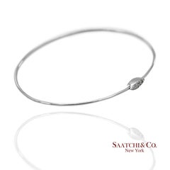 18K 750 Solid White Gold Natural Diamond Marquise Shape Bangle Bracelet