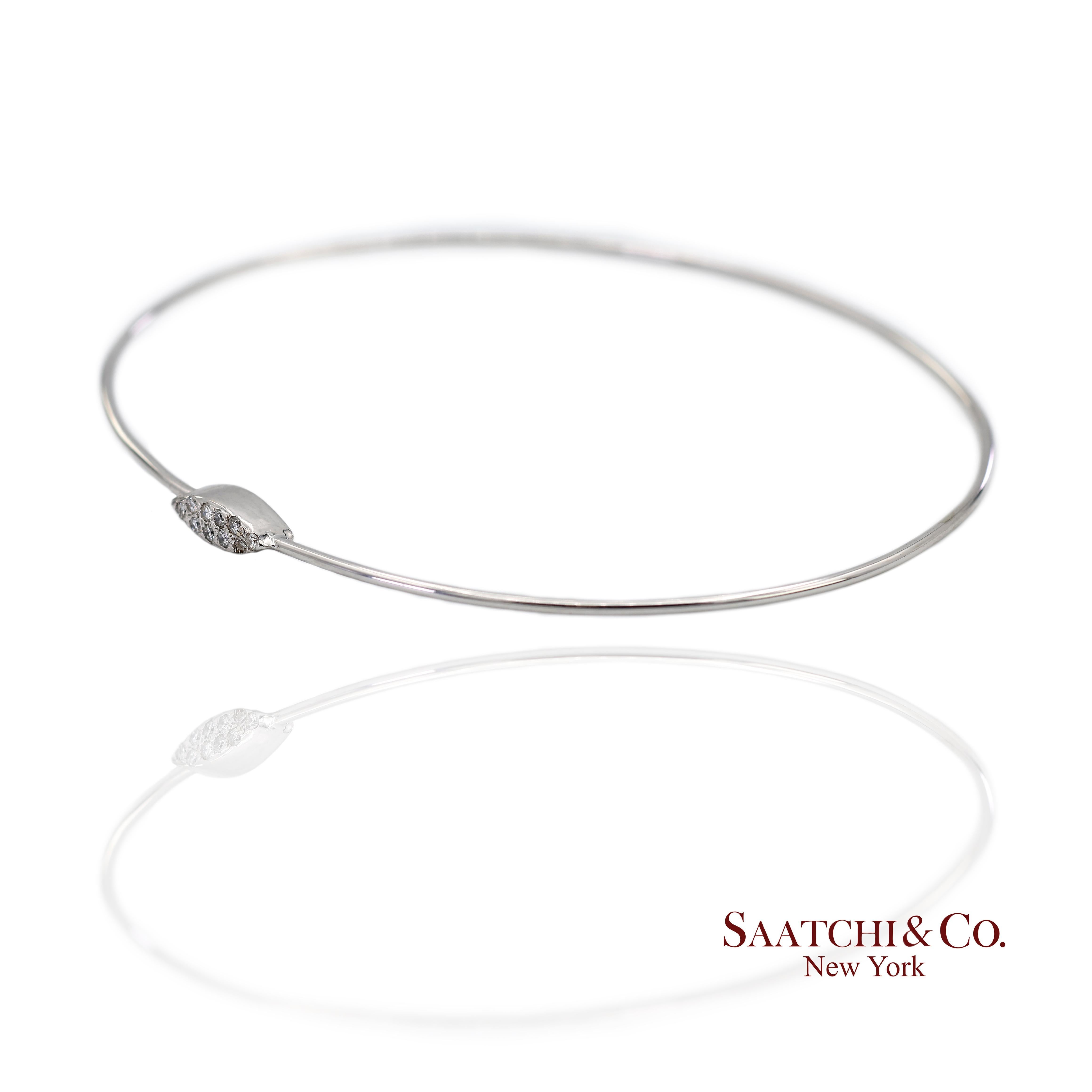 Pulsera de oro blanco macizo de 18 quilates y 750 diamantes naturales en forma de marquesa Contemporáneo en venta