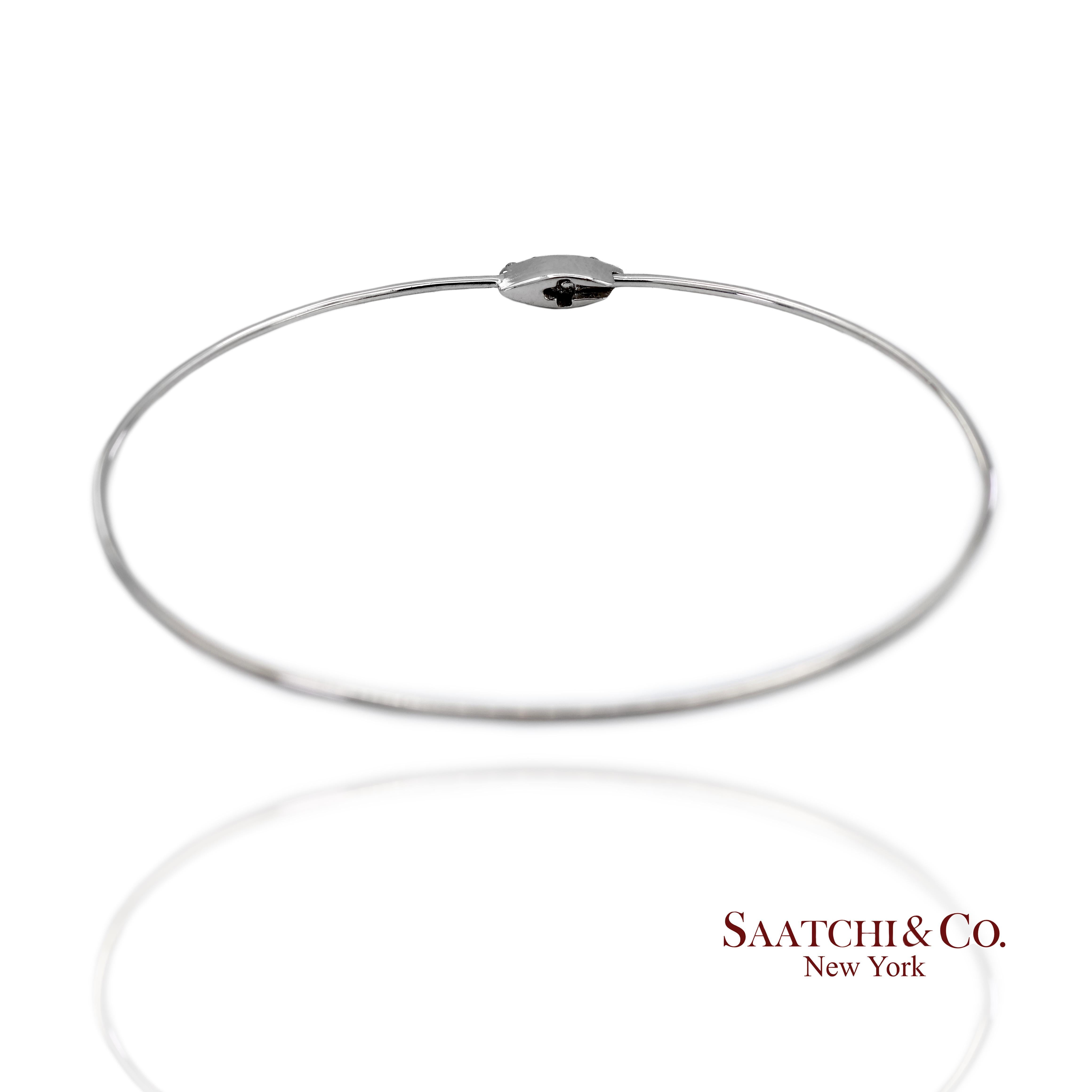 Pulsera de oro blanco macizo de 18 quilates y 750 diamantes naturales en forma de marquesa Corte brillante en venta