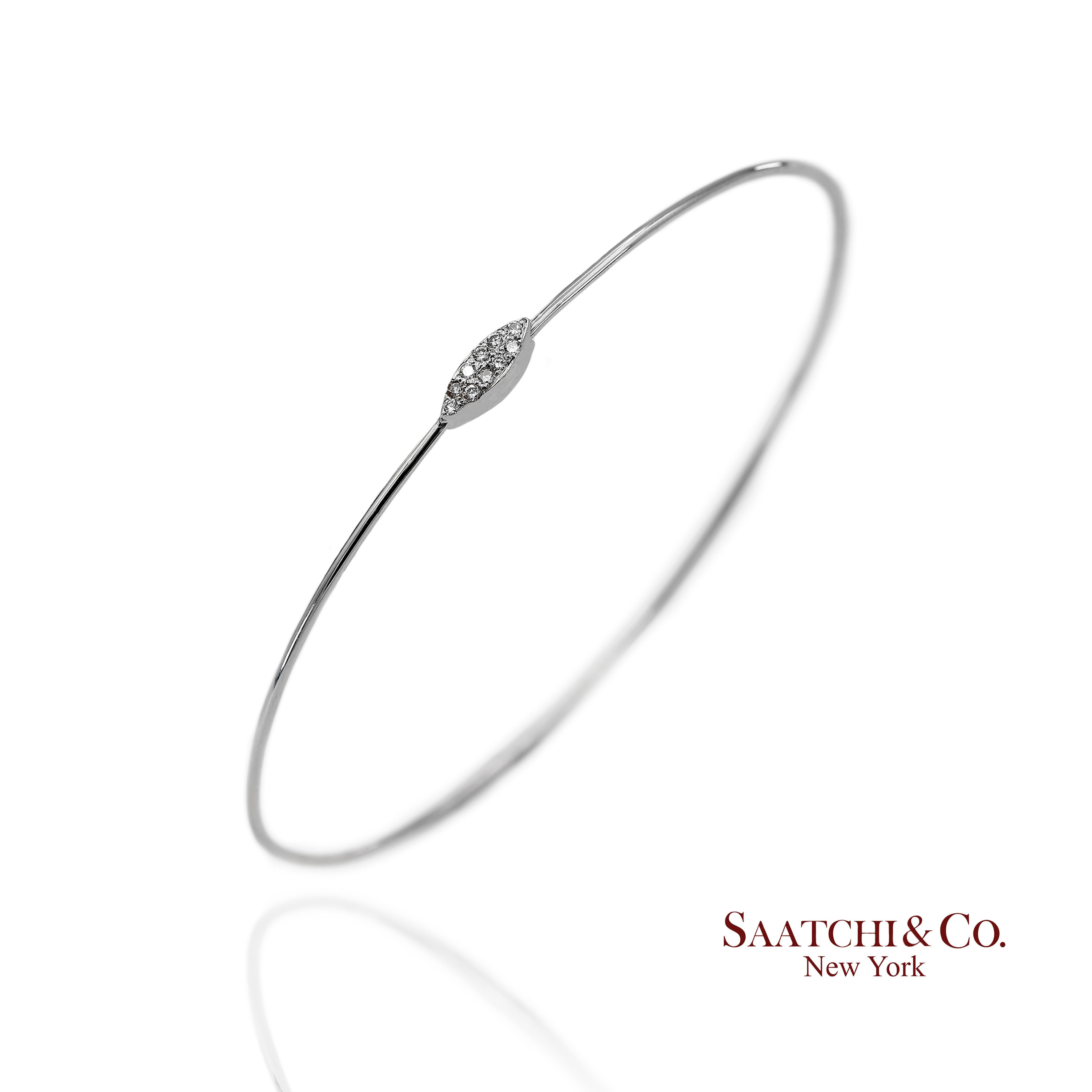 Femenino o masculino Pulsera de oro blanco macizo de 18 quilates y 750 diamantes naturales en forma de marquesa en venta