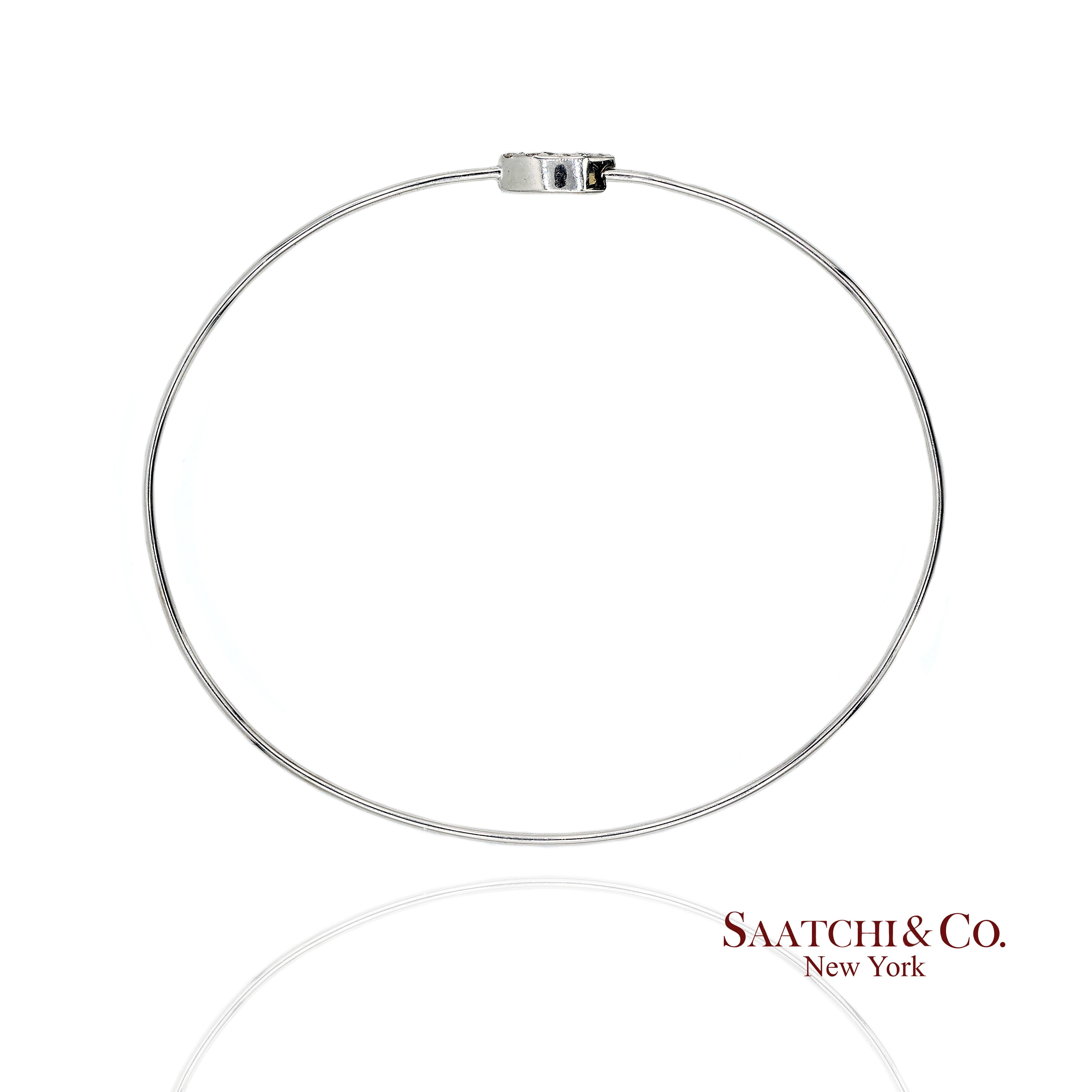 Pulsera de oro blanco macizo de 18 quilates y 750 diamantes naturales en forma de marquesa en venta 1