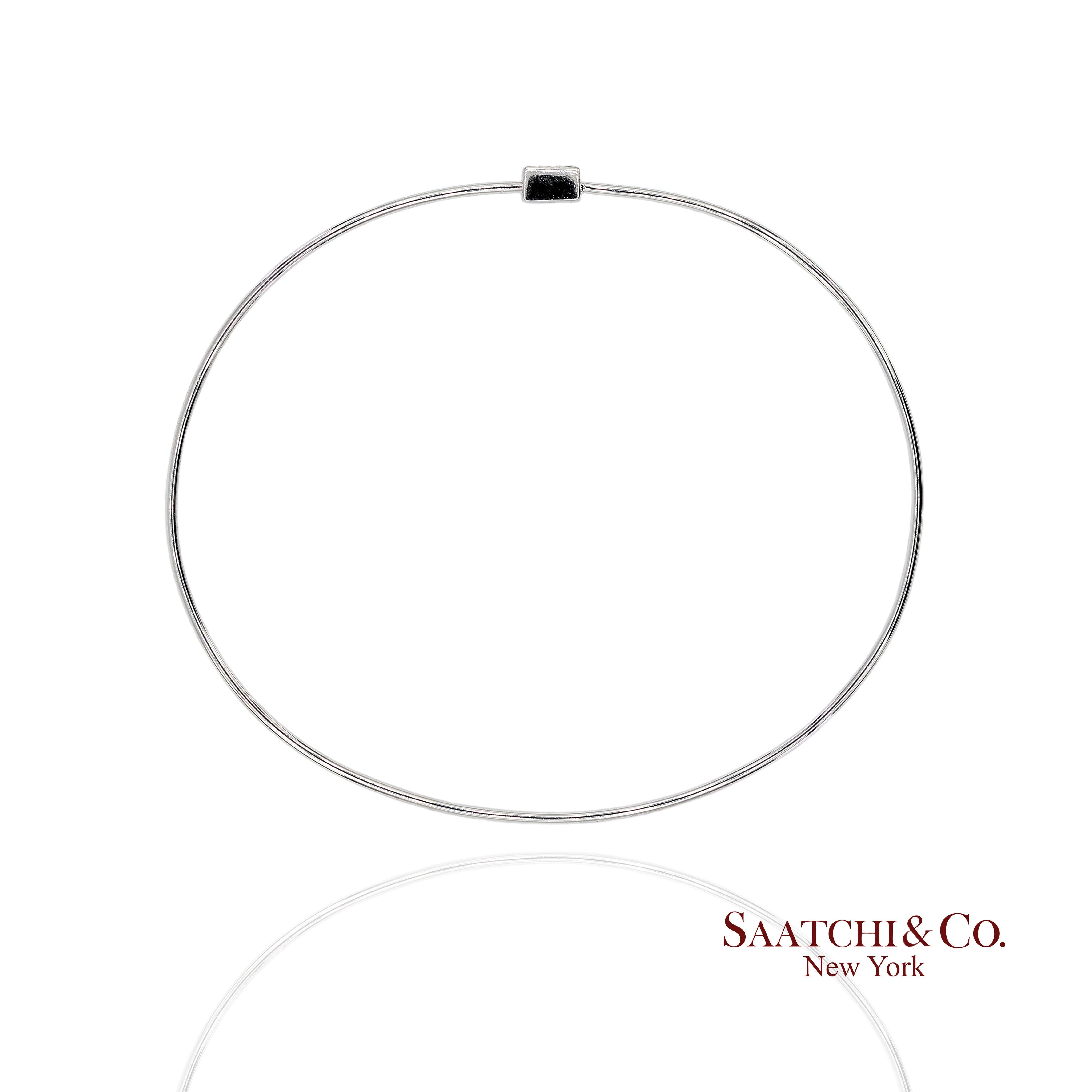 Taille brillant Bracelet en or blanc massif 18K 750 diamants naturels de forme carrée en vente