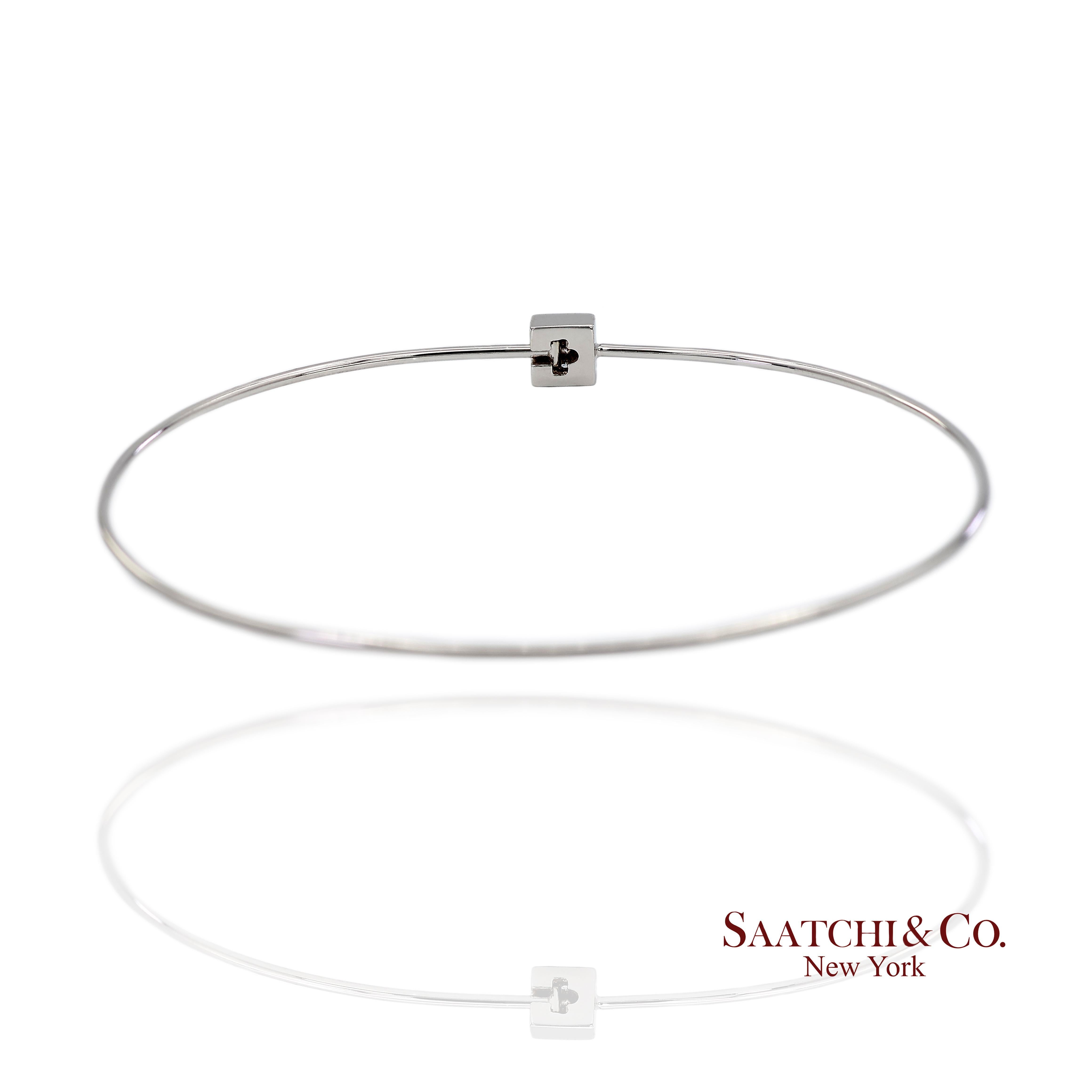 Bracelet en or blanc massif 18K 750 diamants naturels de forme carrée Neuf - En vente à New York, NY