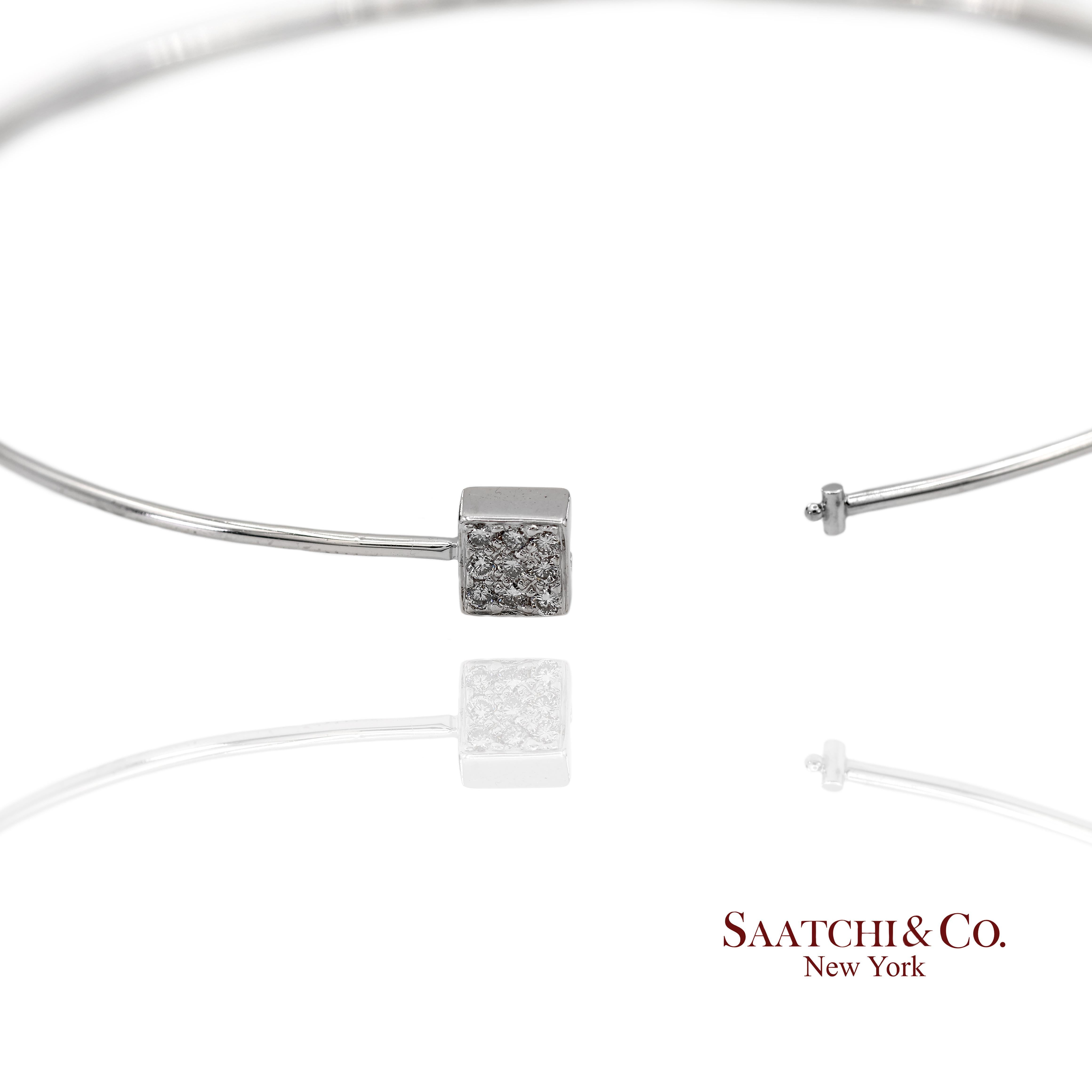 Bracelet en or blanc massif 18K 750 diamants naturels de forme carrée en vente 1