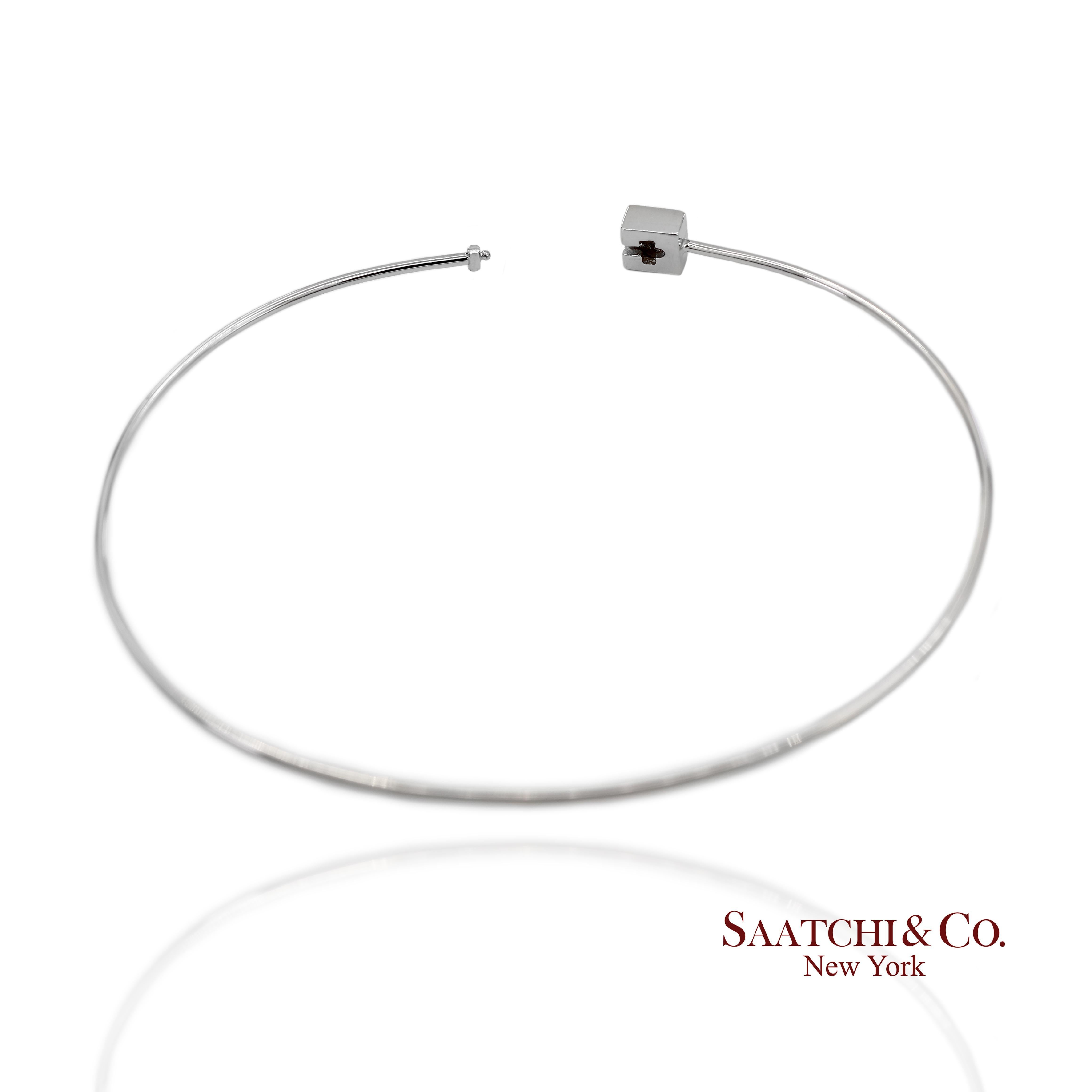 Bracelet en or blanc massif 18K 750 diamants naturels de forme carrée en vente 2