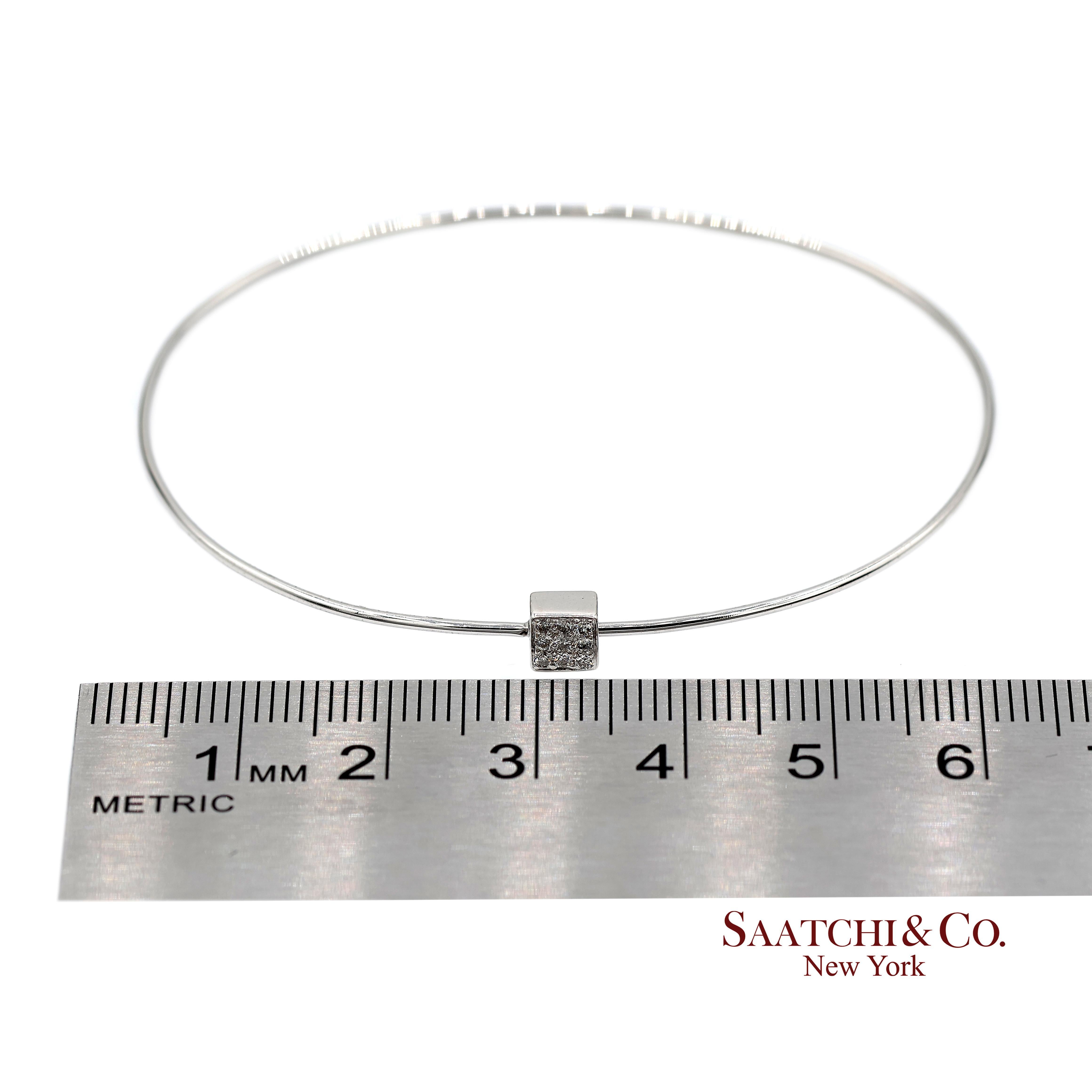 Bracelet en or blanc massif 18K 750 diamants naturels de forme carrée en vente 3