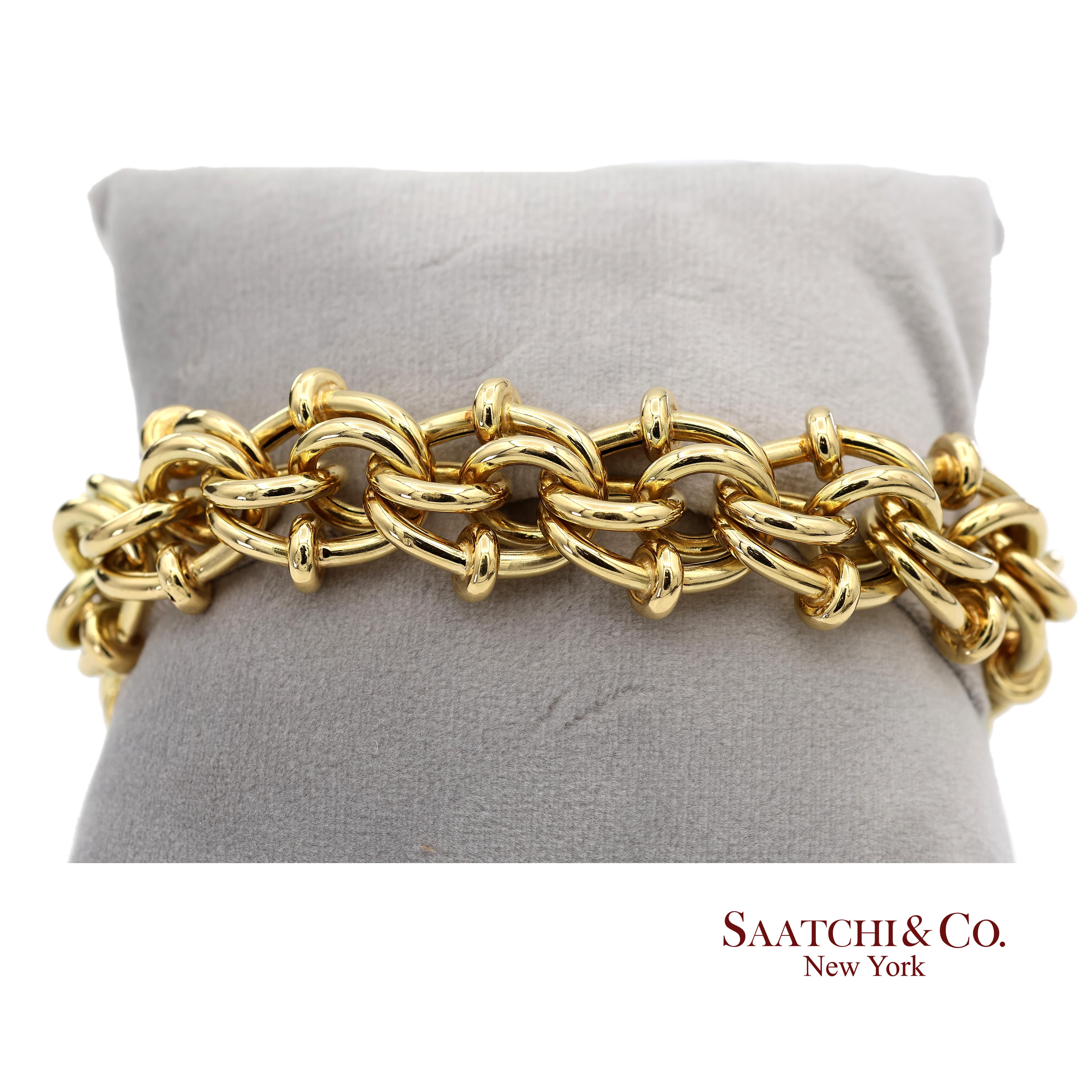 Bracelet de chaîne byzantine en or jaune massif 18K 750 en vente 5