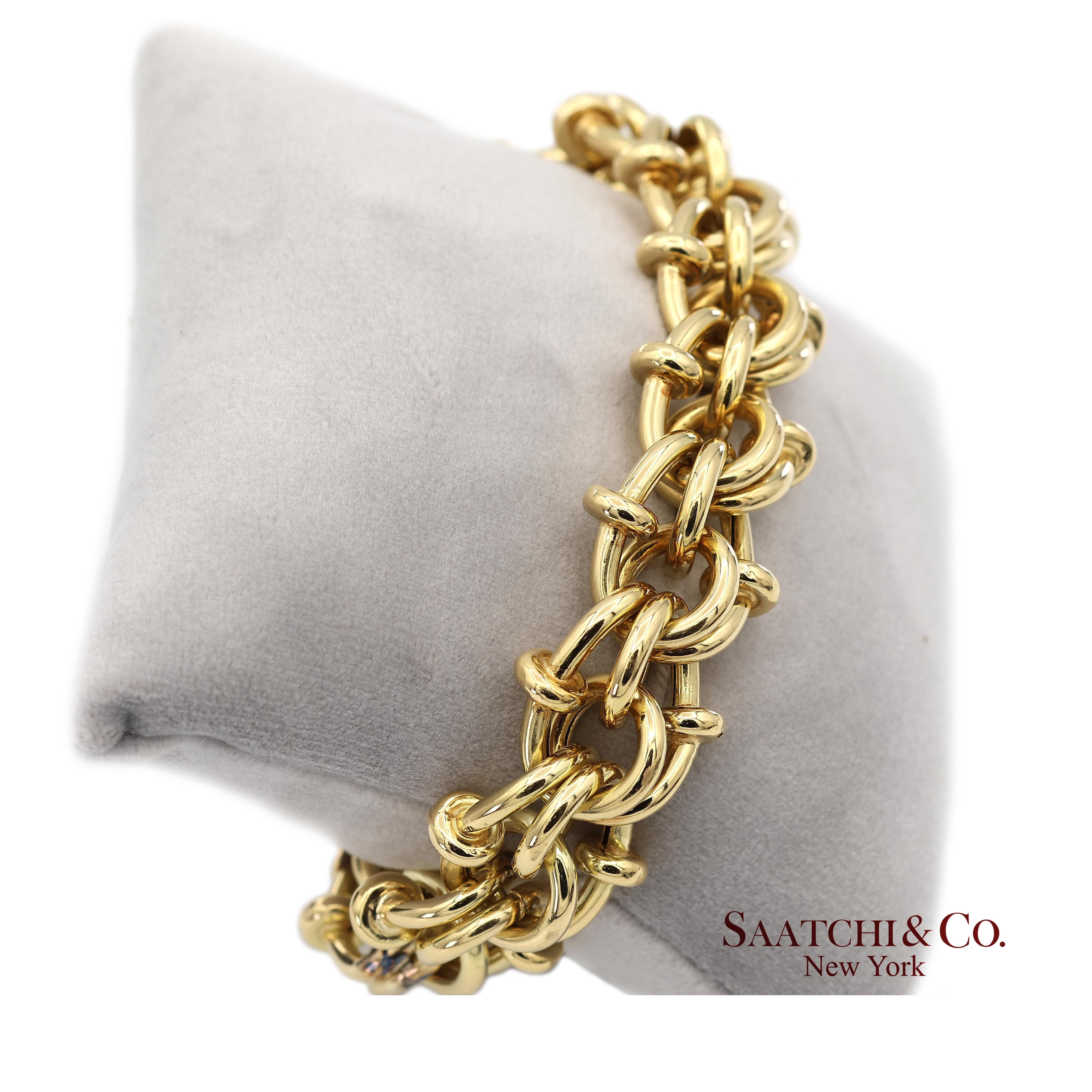 Bracelet de chaîne byzantine en or jaune massif 18K 750 en vente 6