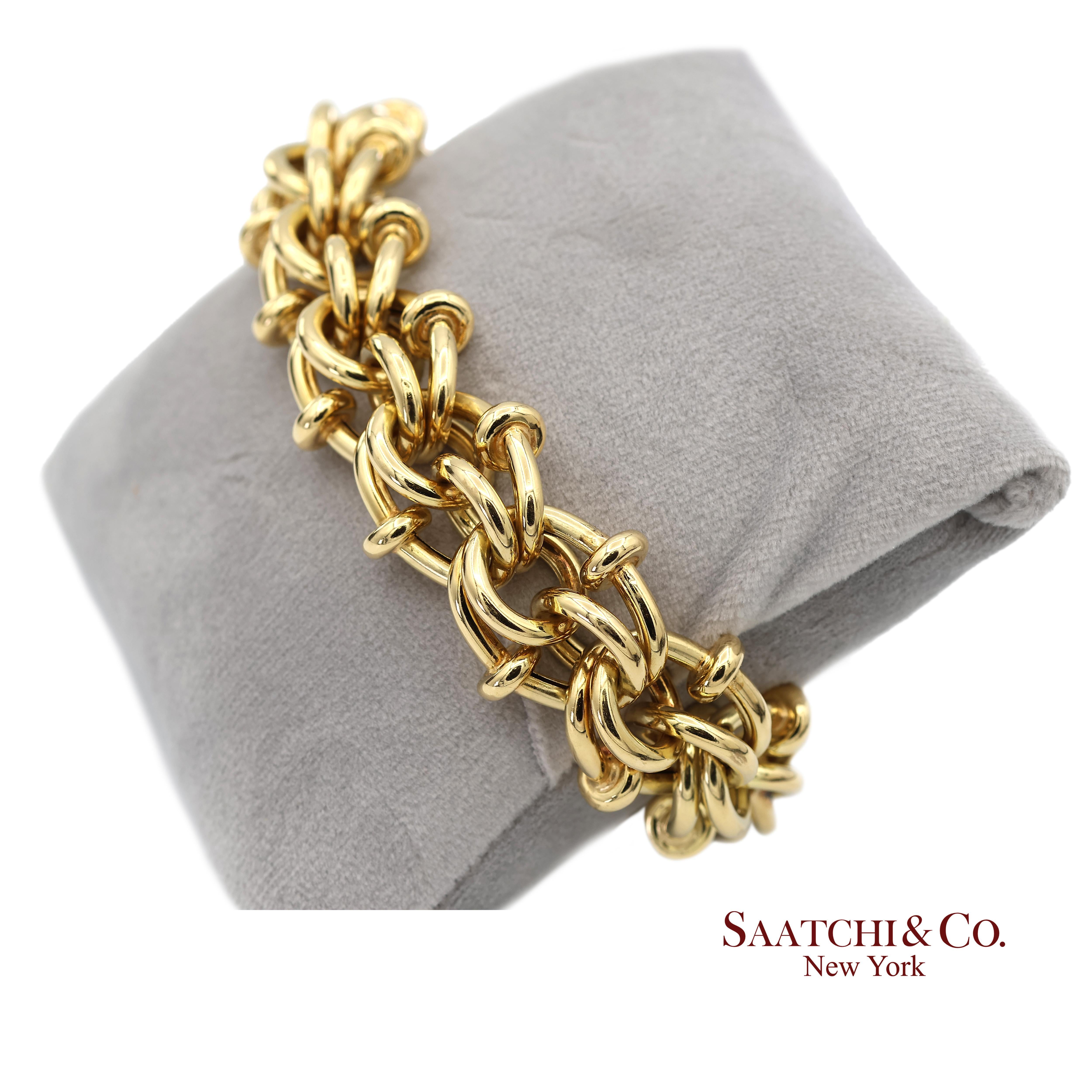 Bracelet de chaîne byzantine en or jaune massif 18K 750 en vente 7