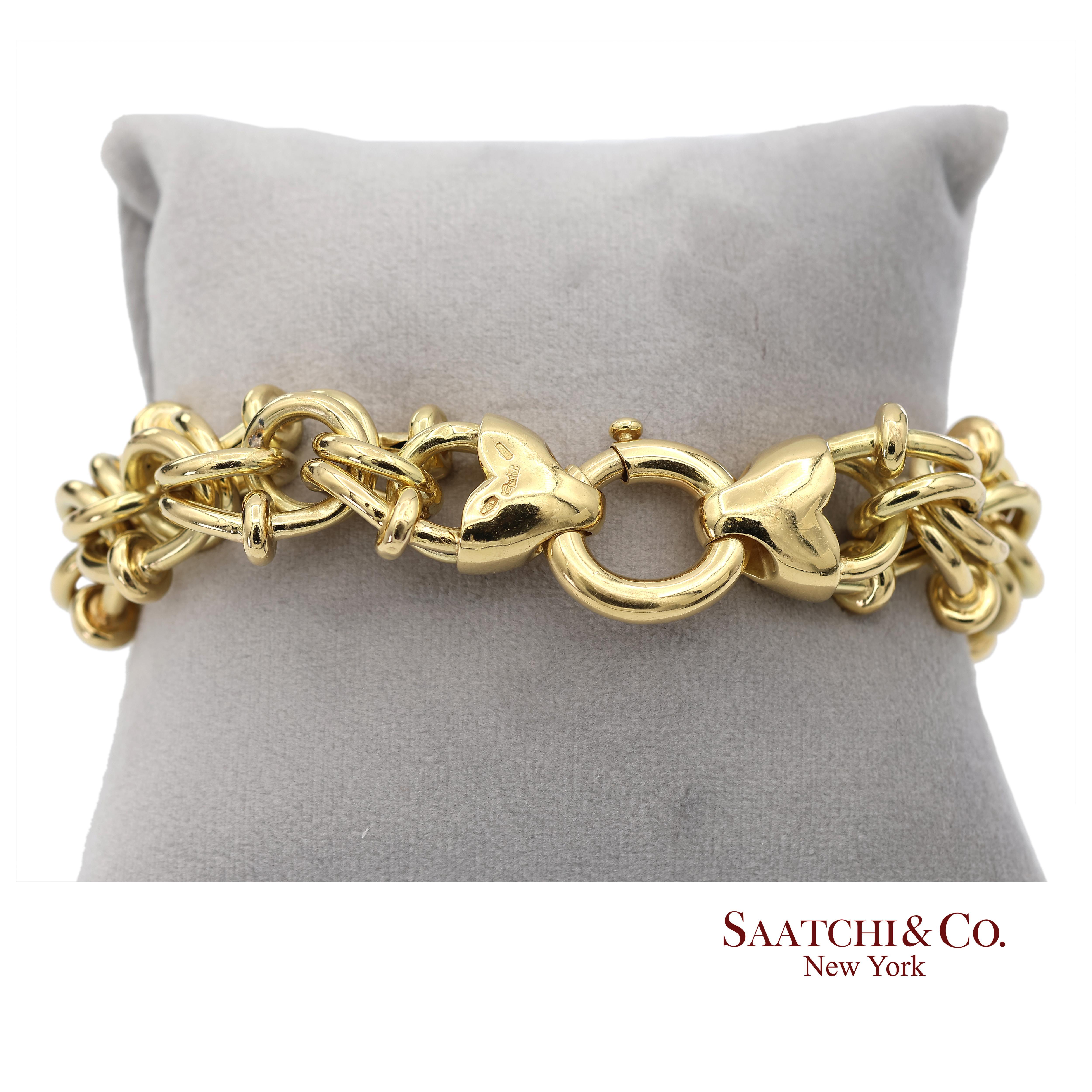 Bracelet de chaîne byzantine en or jaune massif 18K 750 en vente 8