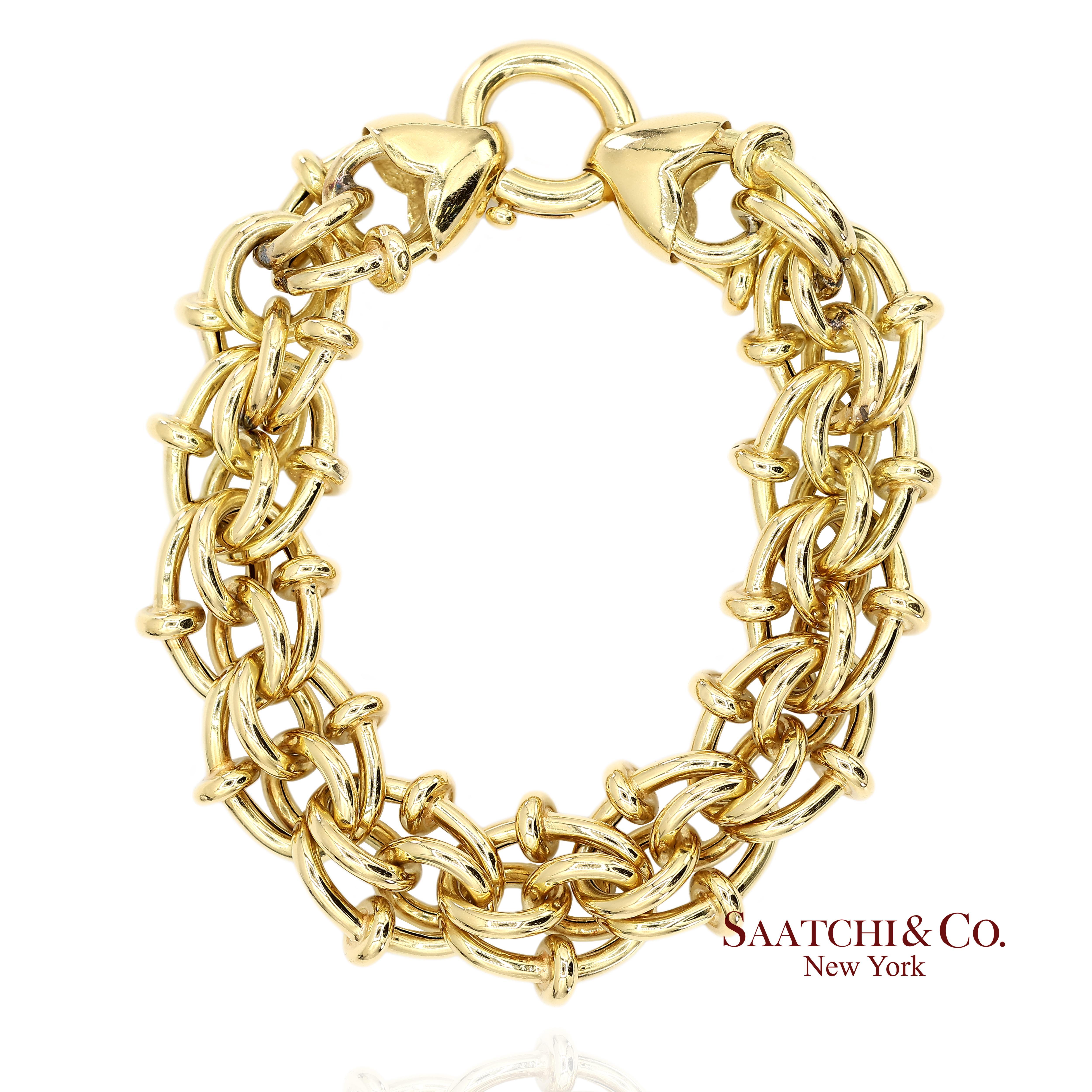 Contemporain Bracelet de chaîne byzantine en or jaune massif 18K 750 en vente