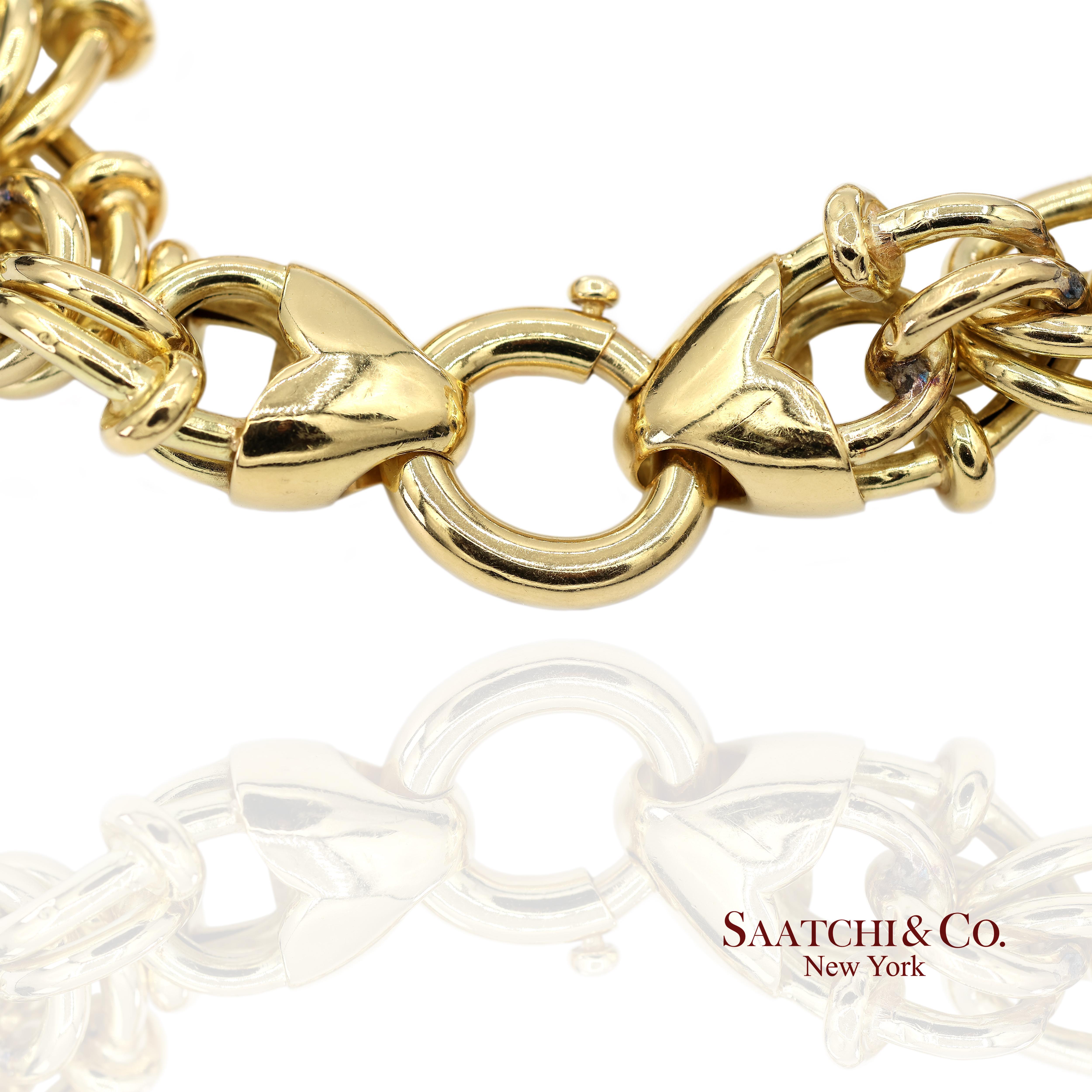 Bracelet de chaîne byzantine en or jaune massif 18K 750 Unisexe en vente