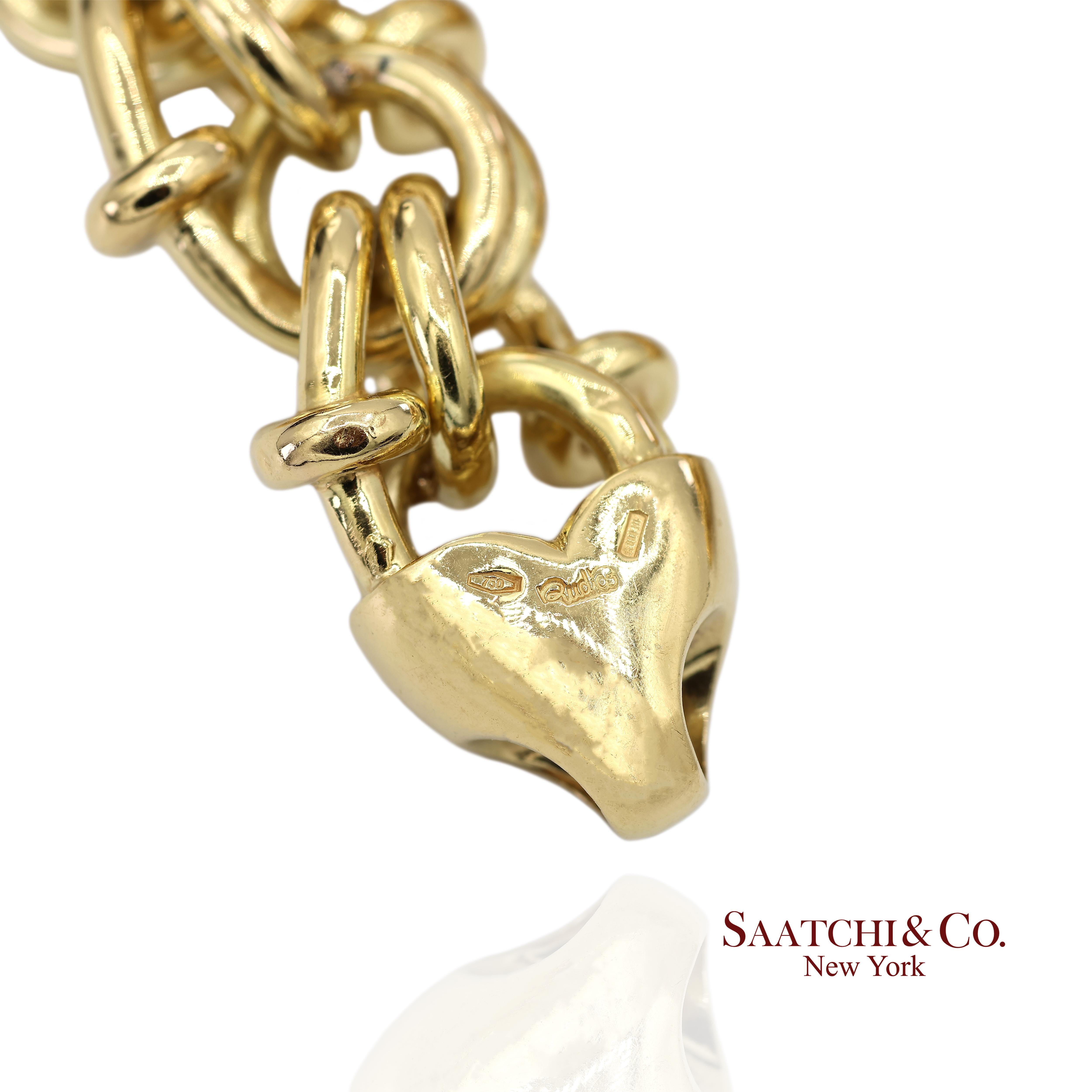 Bracelet de chaîne byzantine en or jaune massif 18K 750 en vente 1