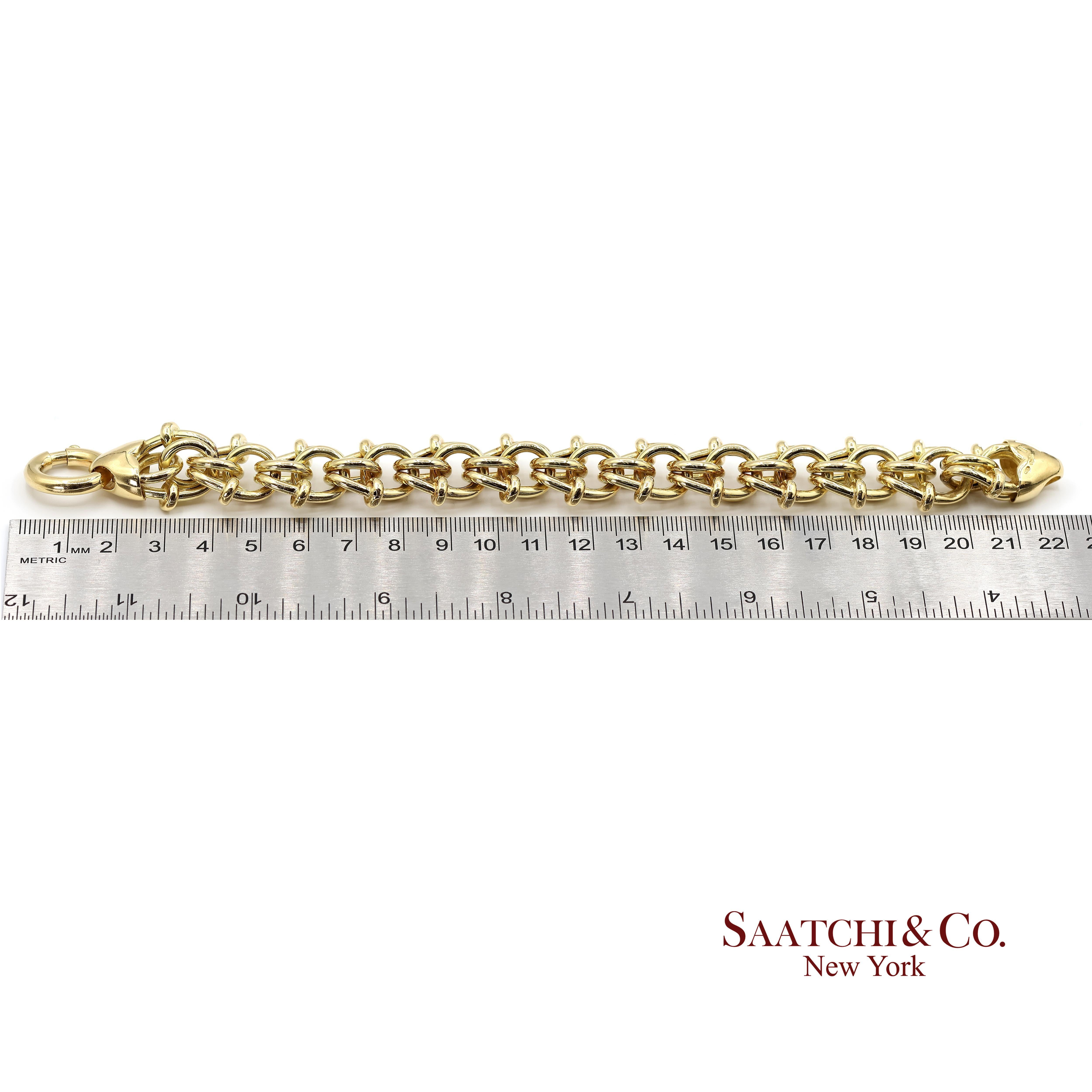Bracelet de chaîne byzantine en or jaune massif 18K 750 en vente 3
